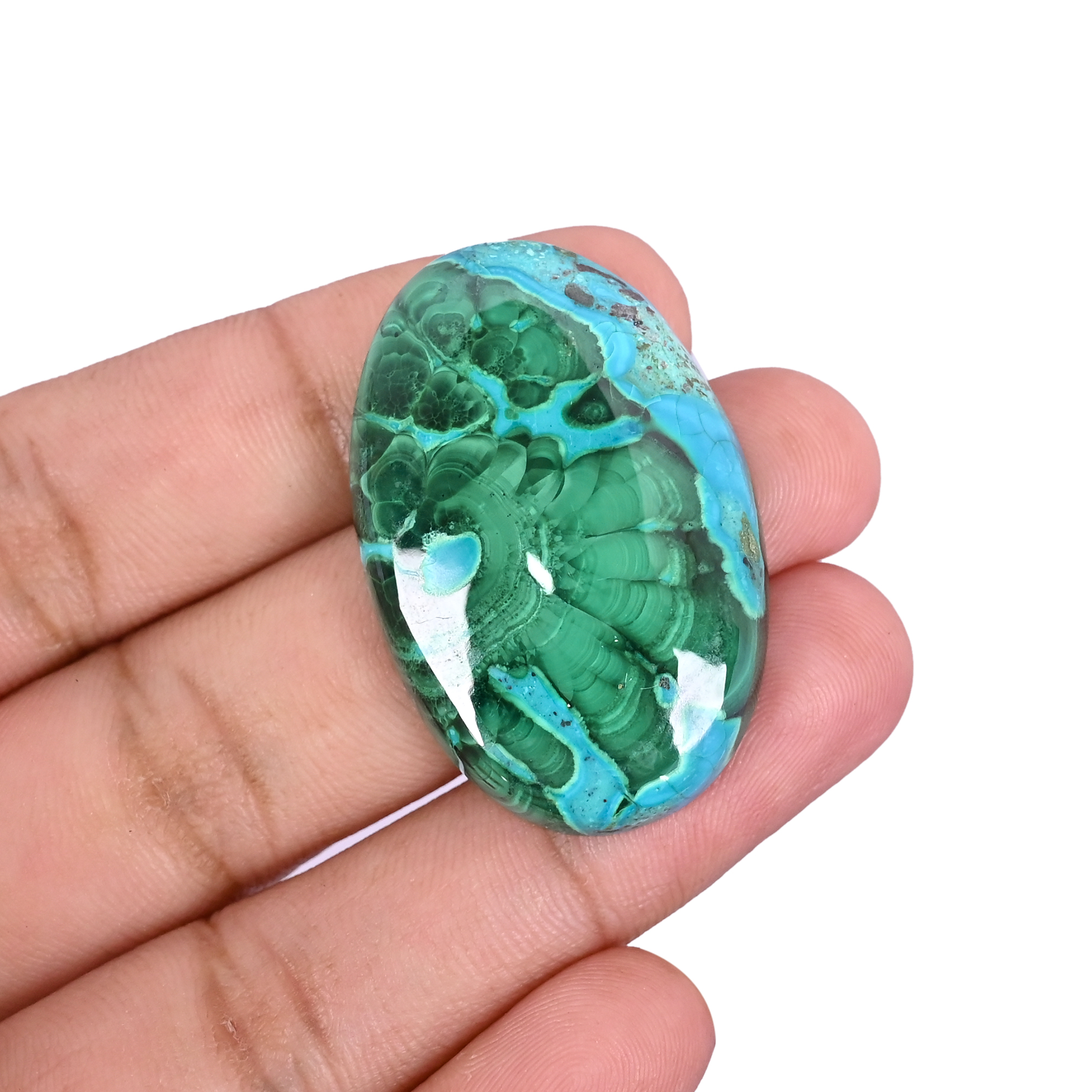 Natural Chrysocolla malachite Loose Gemstone -849 Carat Oval 39x25 mm Flat-back Cabochon for Jewelry Making 1 Pcs