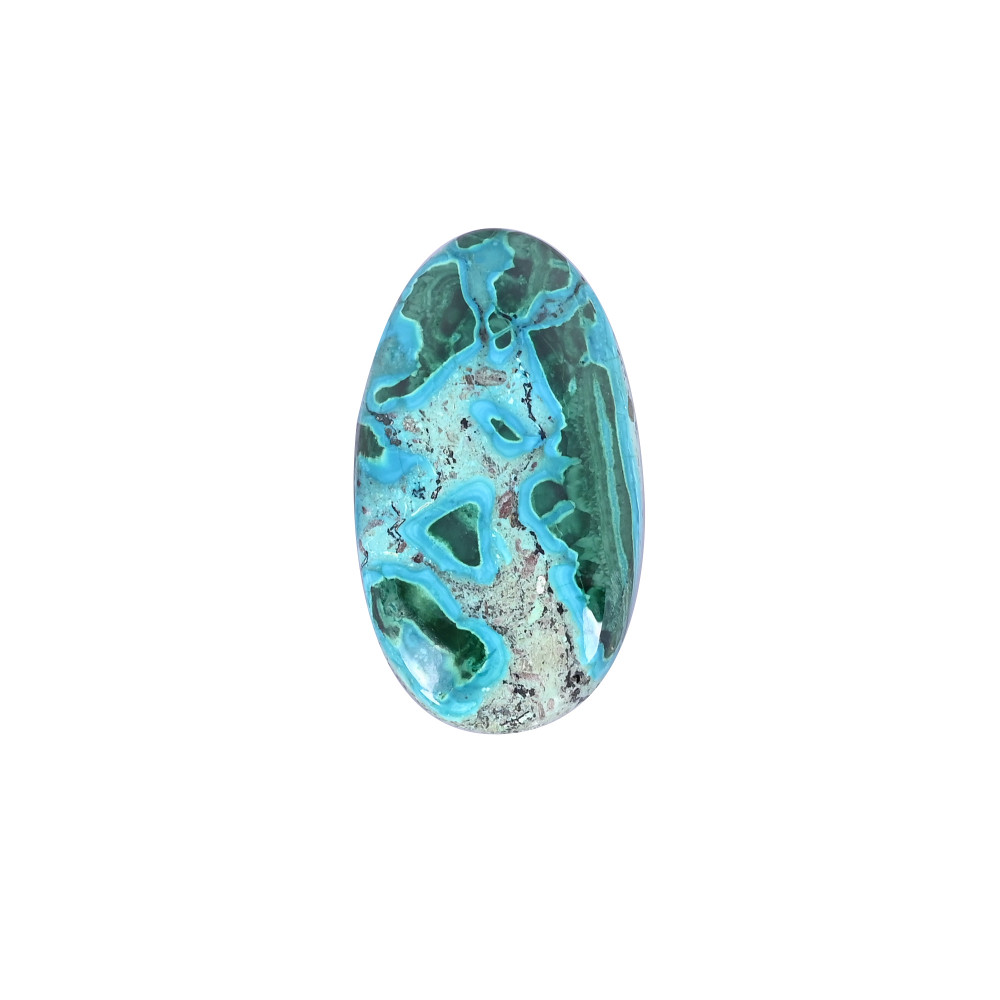 Image of Natural Chrysocolla malachite Loose Gemstone -57.5 Carat, Oval 48x27 mm Flat-back Cabochon for Jewelry Making  | 1 Pcs