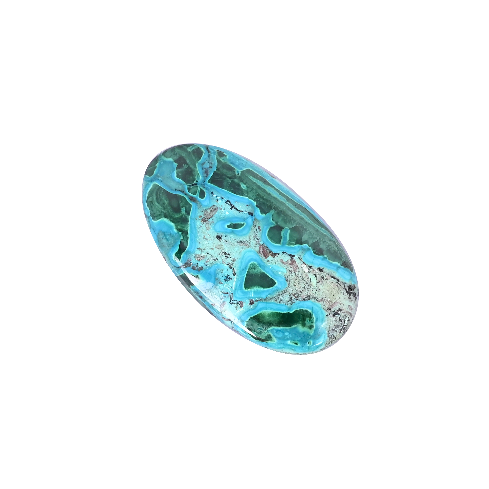 Natural Chrysocolla malachite Loose Gemstone -575 Carat Oval 48x27 mm Flat-back Cabochon for Jewelry Making 1 Pcs
