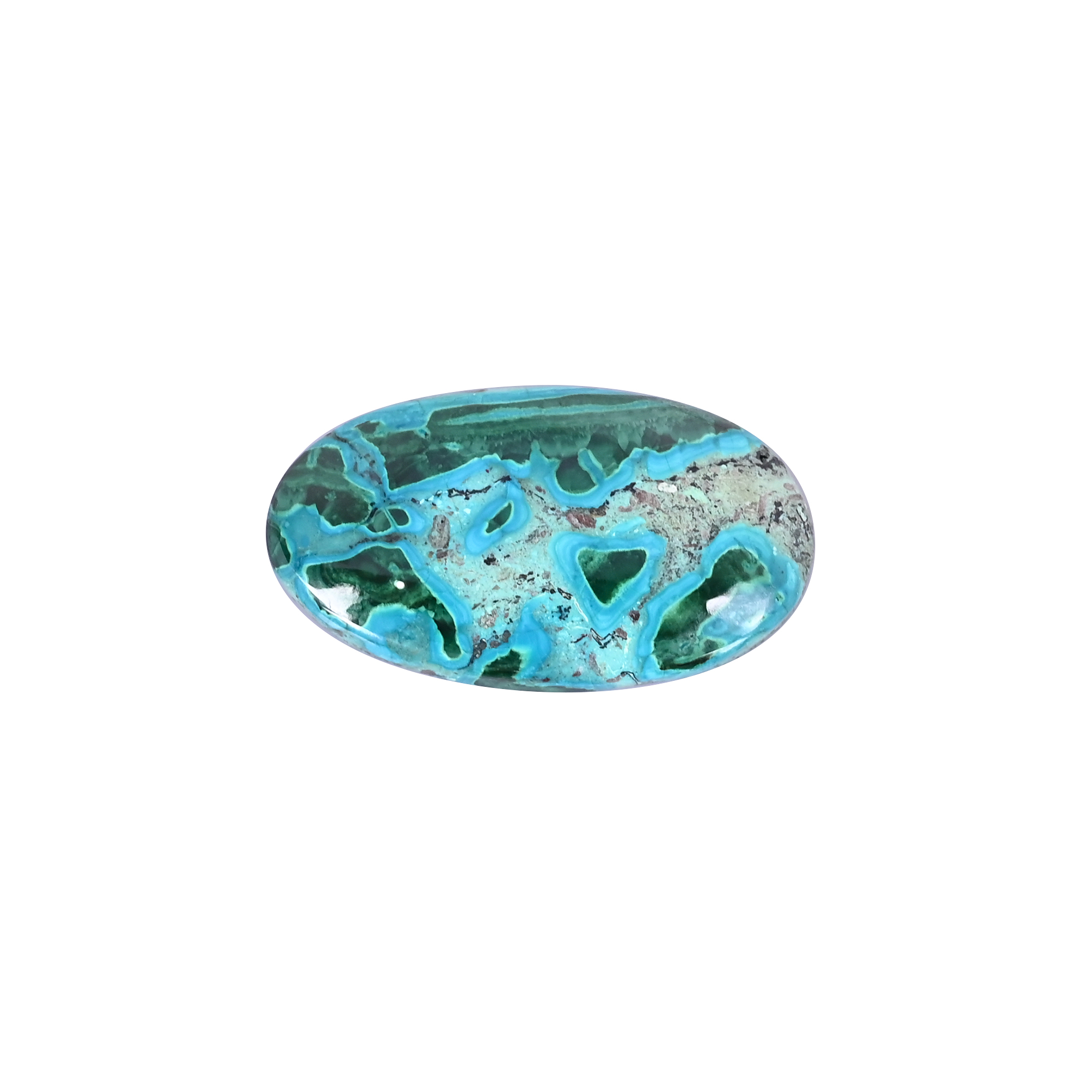Natural Chrysocolla malachite Loose Gemstone -575 Carat Oval 48x27 mm Flat-back Cabochon for Jewelry Making   1 Pcs