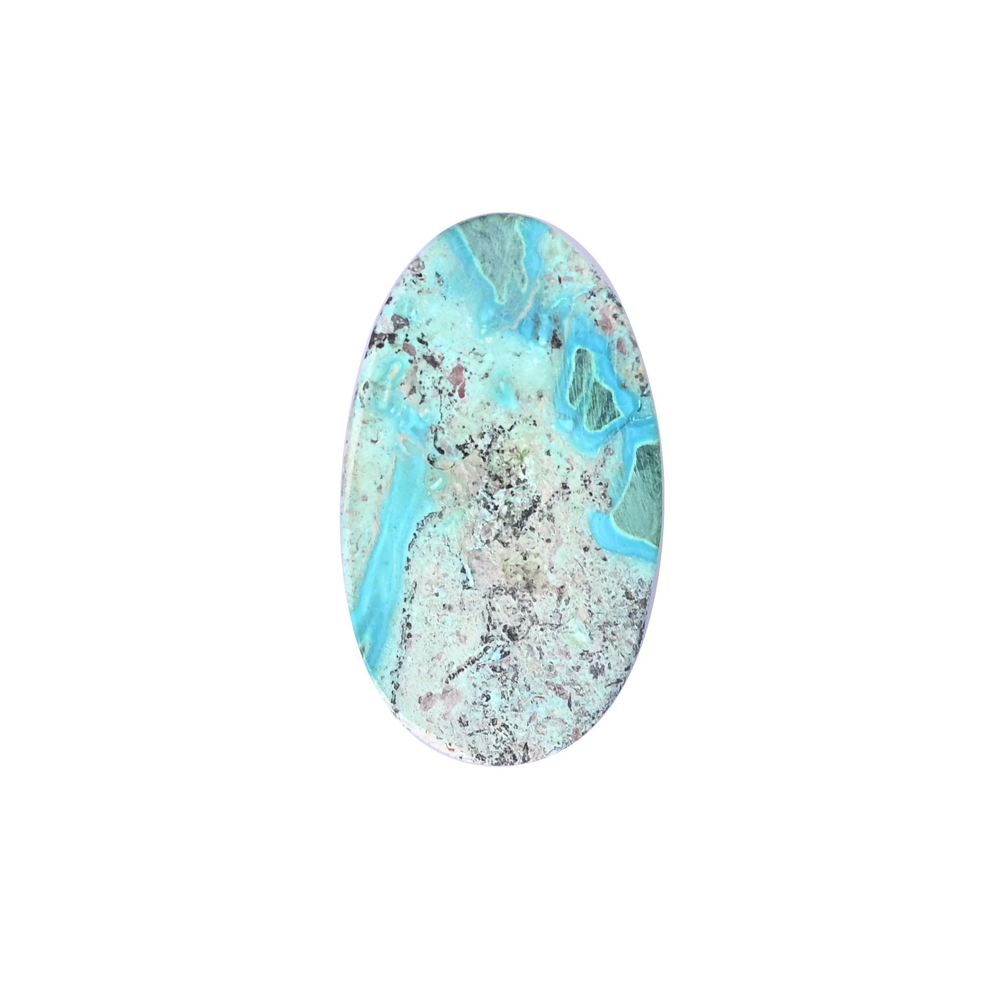 Natural Chrysocolla malachite Loose Gemstone -575 Carat Oval 48x27 mm Flat-back Cabochon for Jewelry Making 1 Pcs