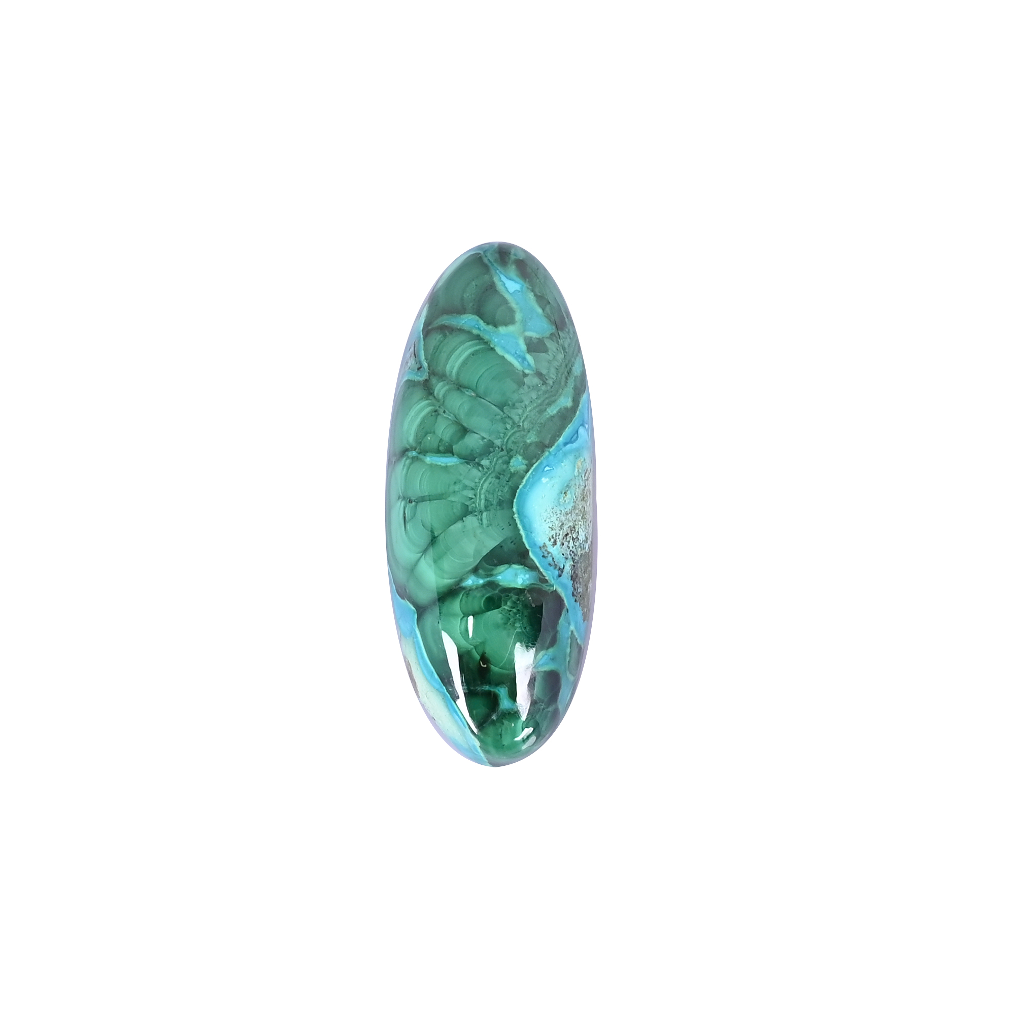 Natural Chrysocolla malachite Loose Gemstone -925 Carat Oval 47x18 mm Flat-back Cabochon for Jewelry Making 1 Pcs