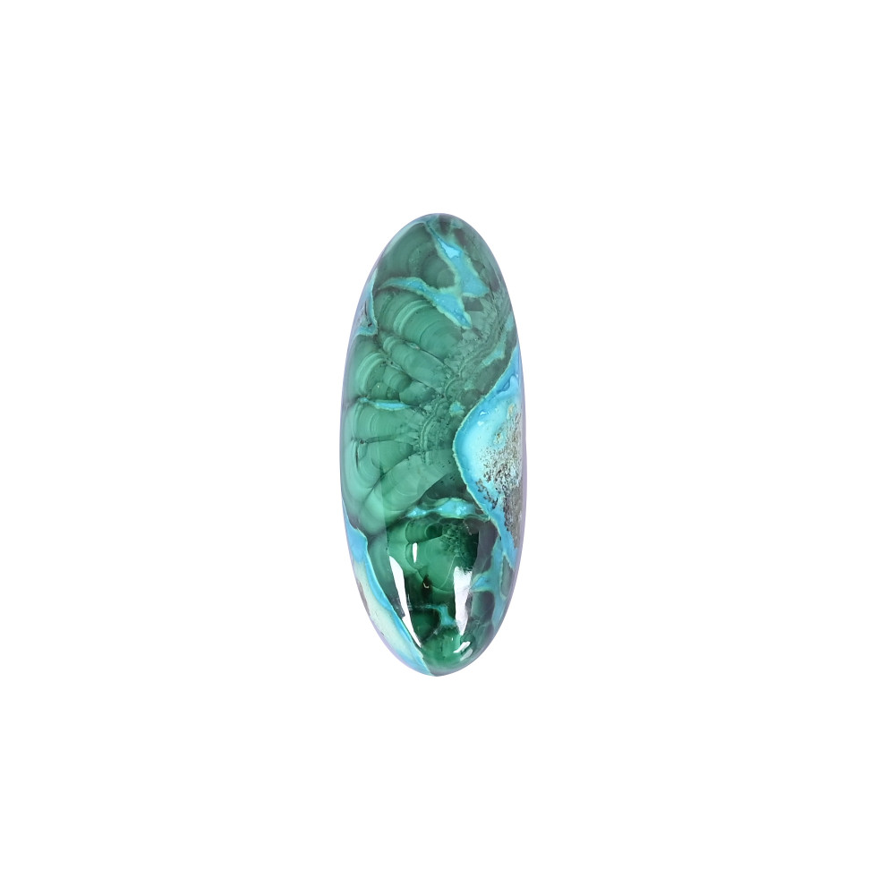 Image of Natural Chrysocolla malachite Loose Gemstone -92.5 Carat, Oval 47x18 mm Flat-back Cabochon for Jewelry Making  | 1 Pcs