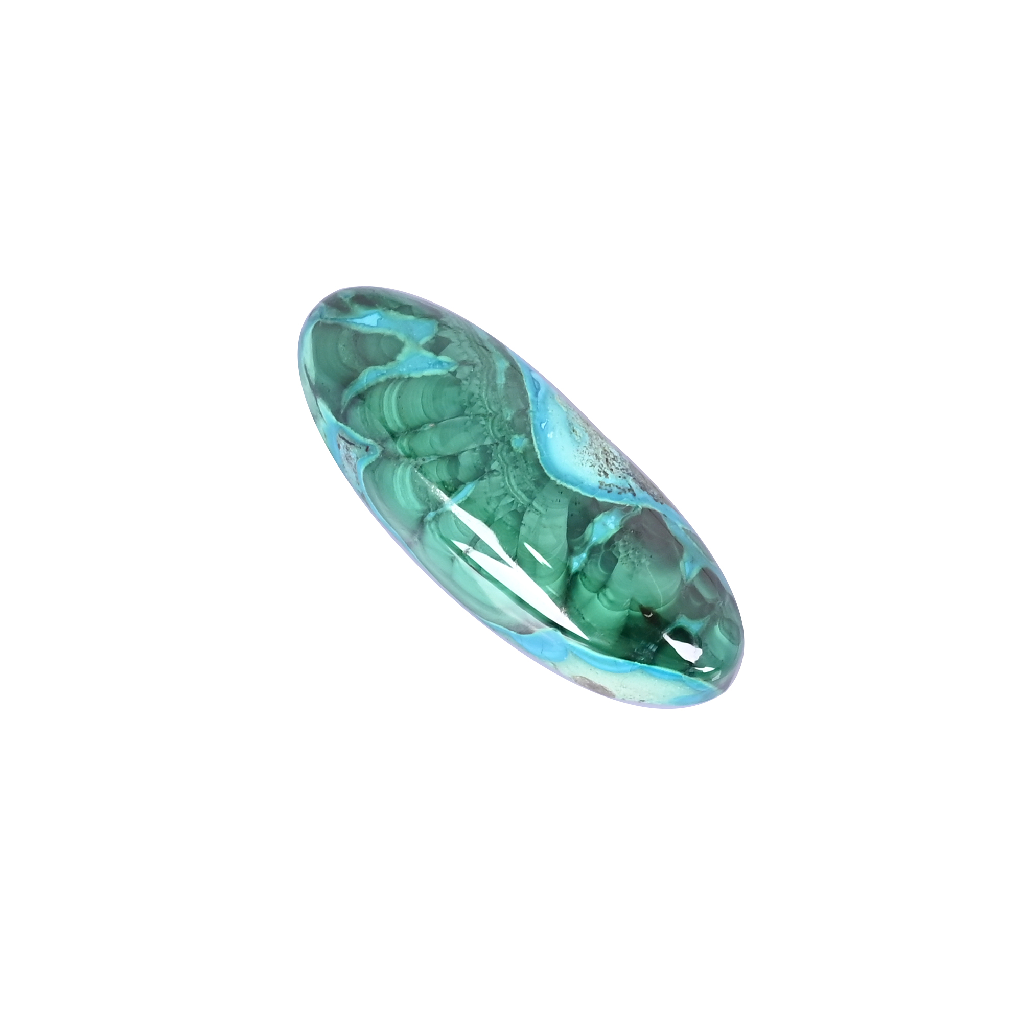 Natural Chrysocolla malachite Loose Gemstone -925 Carat Oval 47x18 mm Flat-back Cabochon for Jewelry Making 1 Pcs