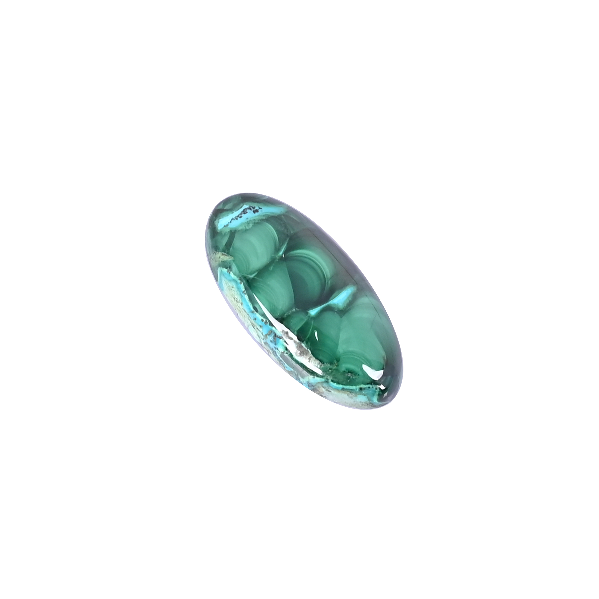 Natural Chrysocolla malachite Loose Gemstone -227 Carat Oval 27x12 mm Flat-back Cabochon for Jewelry Making   1 Pcs