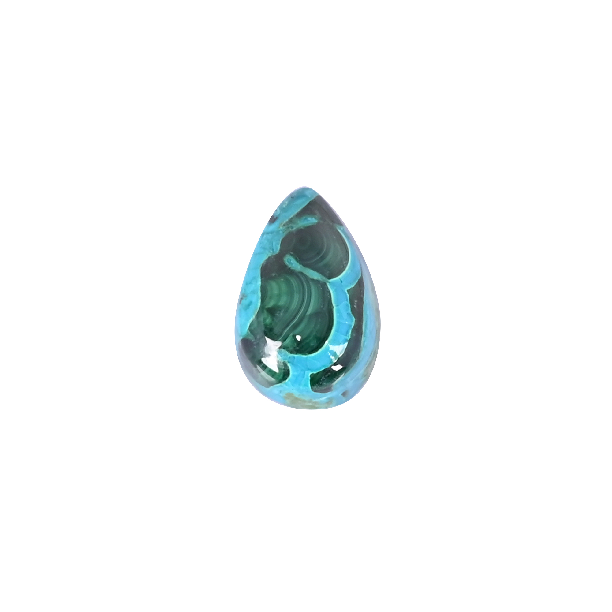 Natural Chrysocolla malachite Loose Gemstone -285 Carat Pear 21x14 mm Flat-back Cabochon for Jewelry Making   1 Pcs