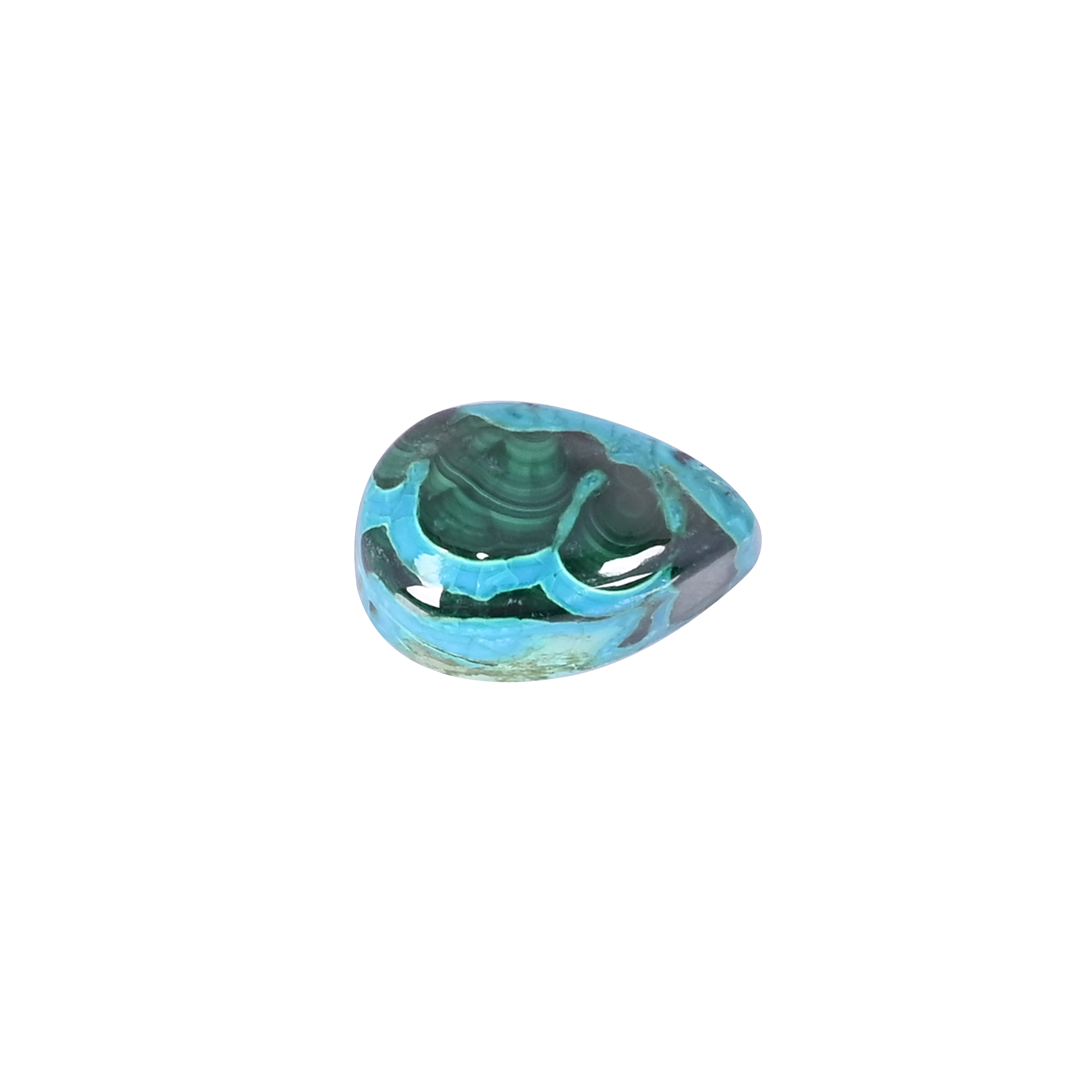 Natural Chrysocolla malachite Loose Gemstone -285 Carat Pear 21x14 mm Flat-back Cabochon for Jewelry Making 1 Pcs