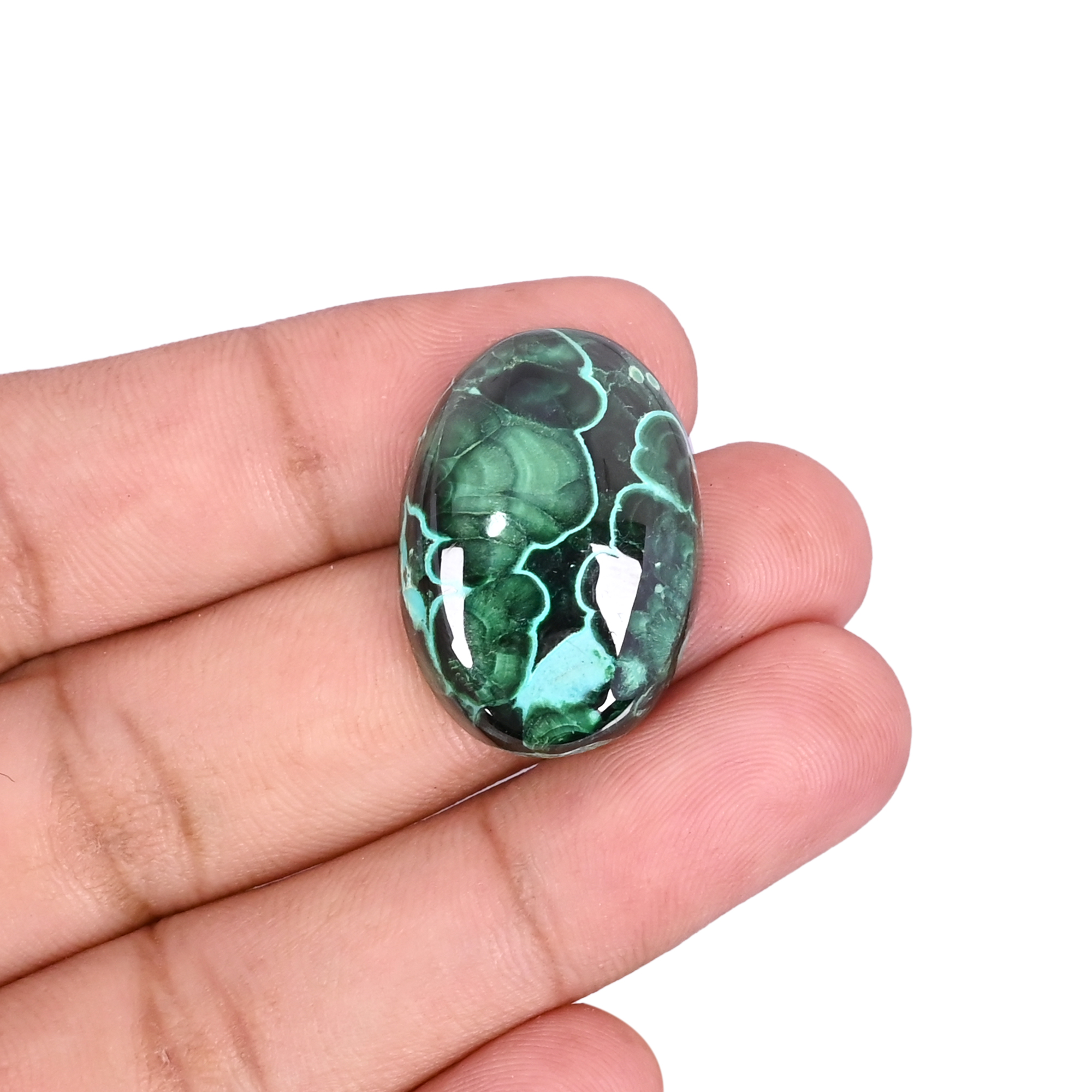 Natural Chrysocolla malachite Loose Gemstone -40 Carat Oval 27x19 mm Flat-back Cabochon for Jewelry Making   1 Pcs