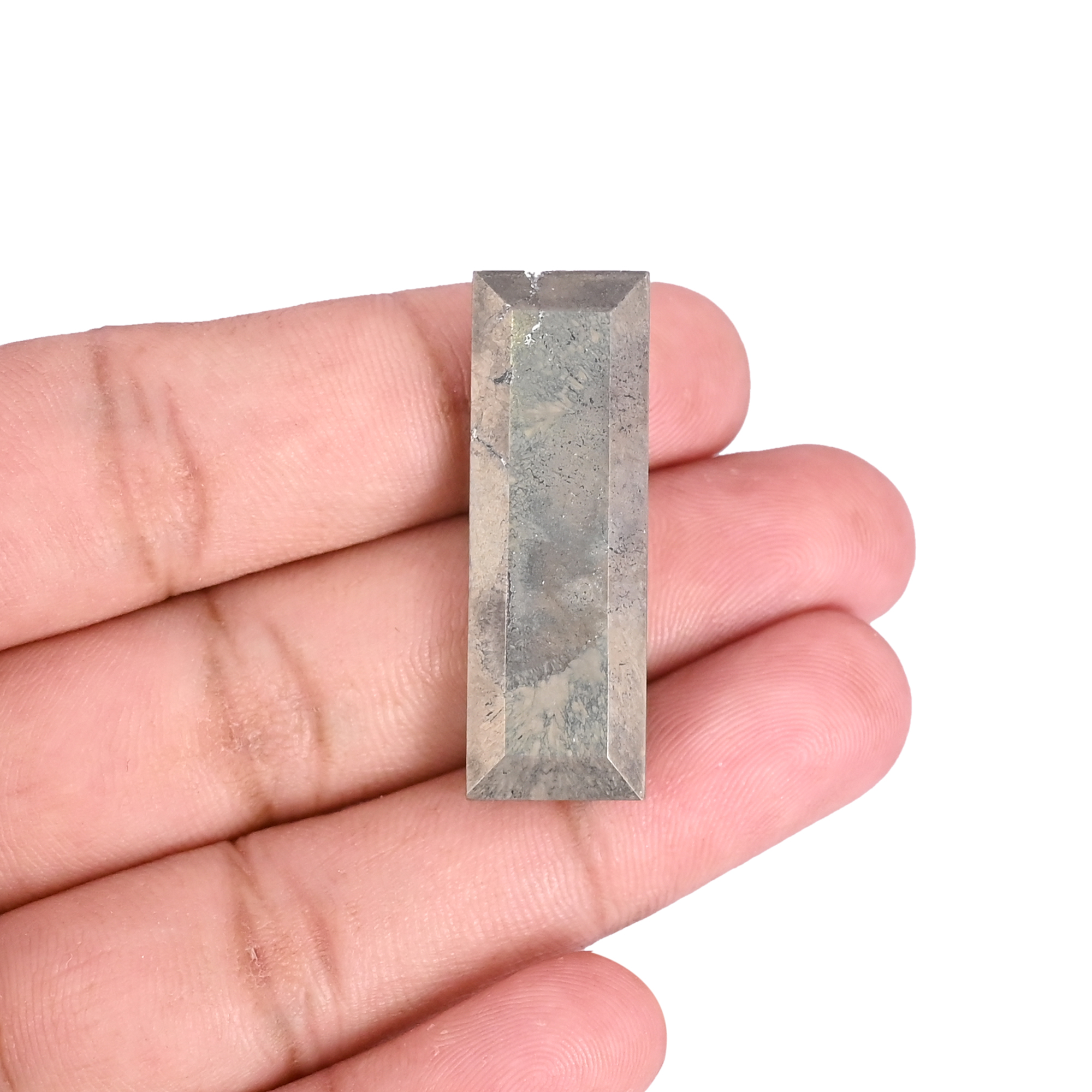 Natural Pyrite Loose Gemstone -56 Carat Rectangle 36x12 mm Flat-back Cabochon for Jewelry Making