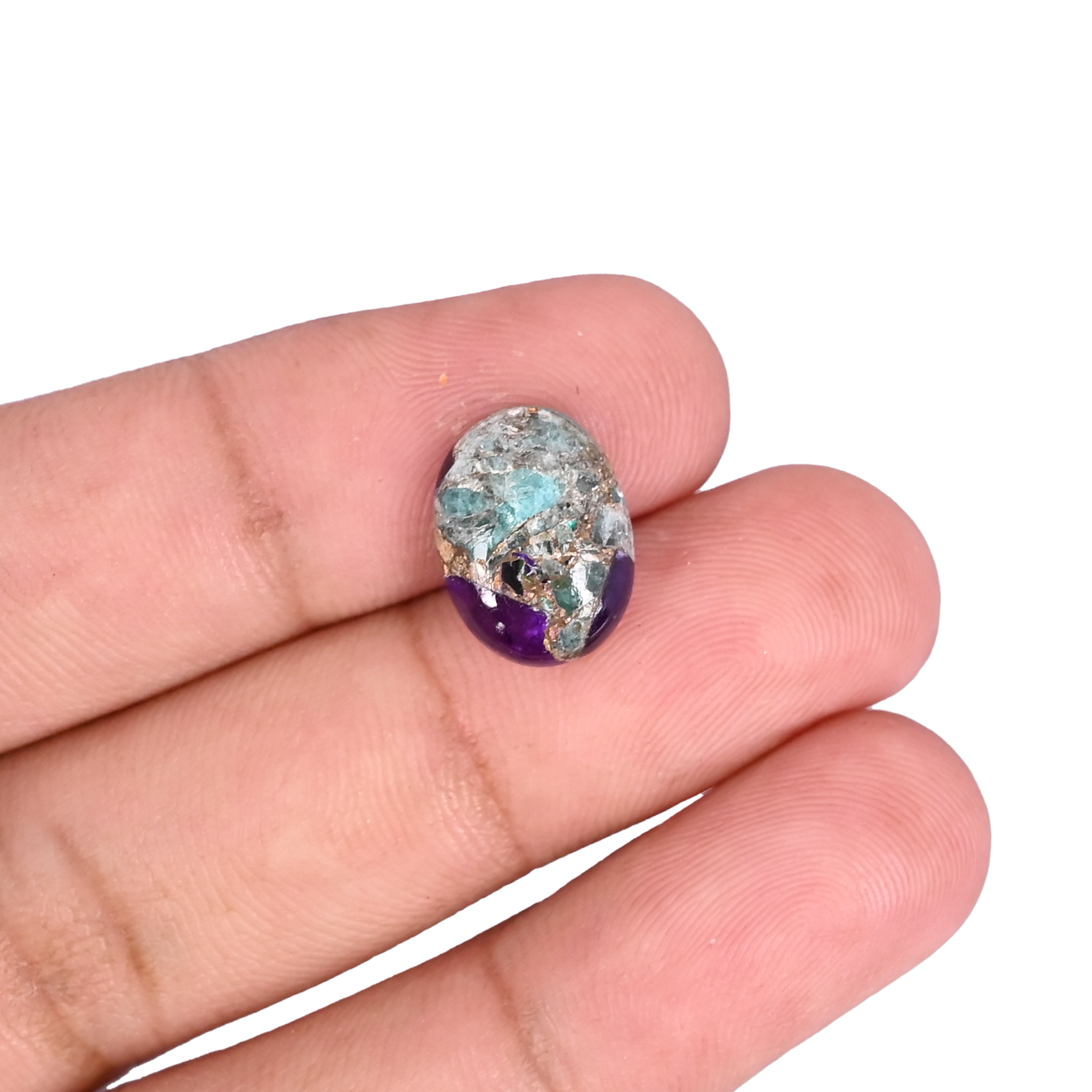 Natural Neon Apatite Lapis Lazuli Mohave Loose Gemstone -48 Carat Oval 13x10 mm Flat-back Cabochon for Jewelry Making 1 Pcs