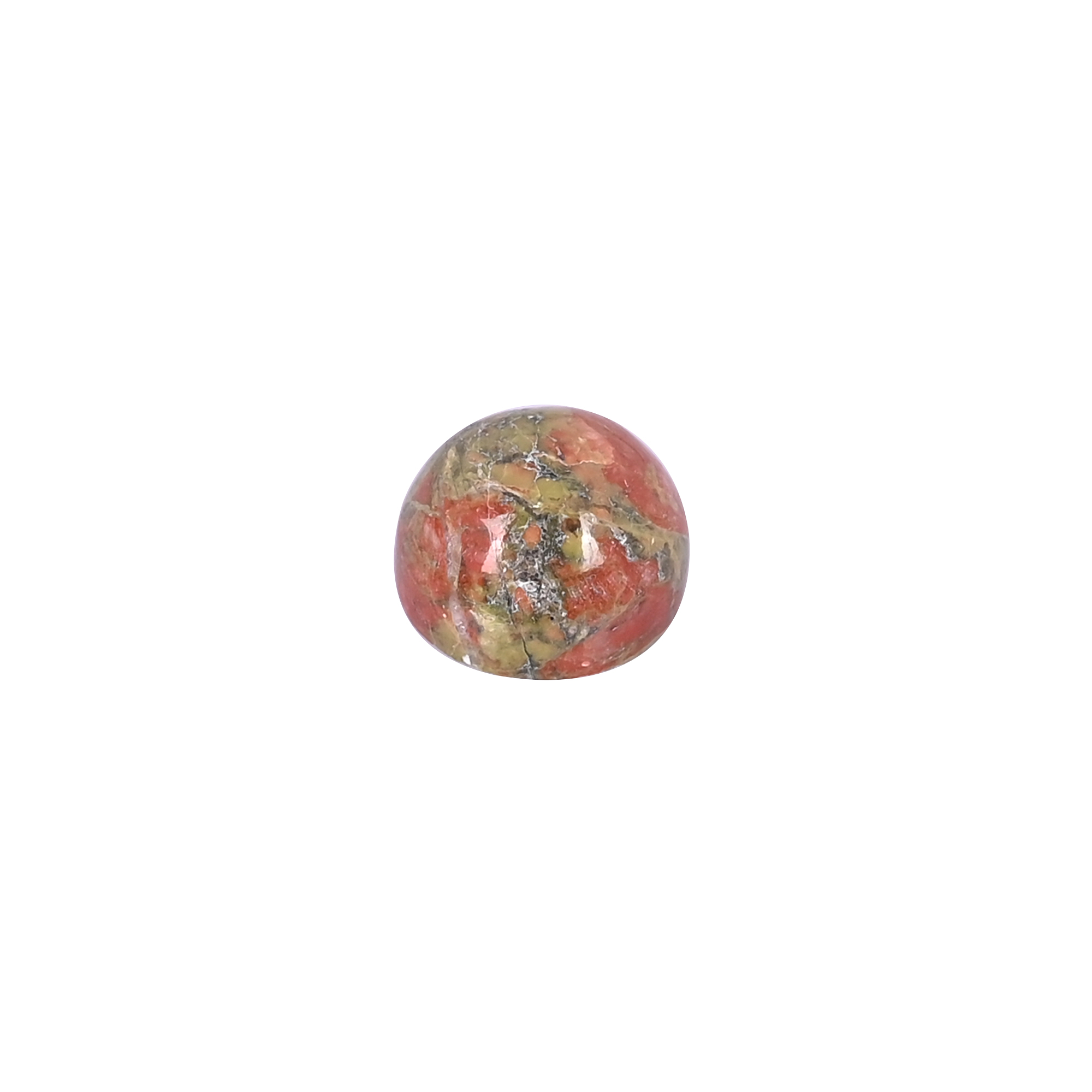 Natural Unakite Loose Gemstone - 55 Carat Hemisphere 10x10 mm Flat-back Cabochon for Jewelry Making