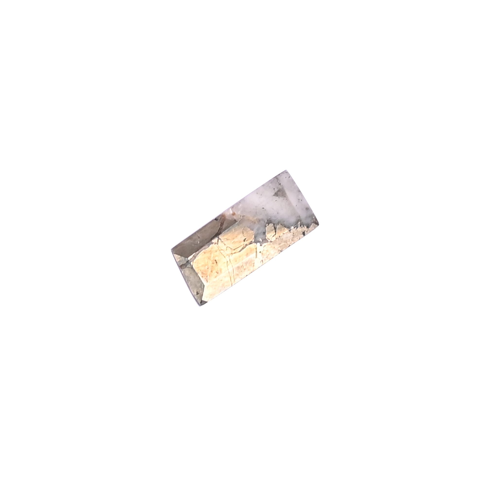Natural Pyrite Loose Gemstone -43 Carat Rectangle 14x6 mm Flat-back Cabochon for Jewelry Making 1 Pcs