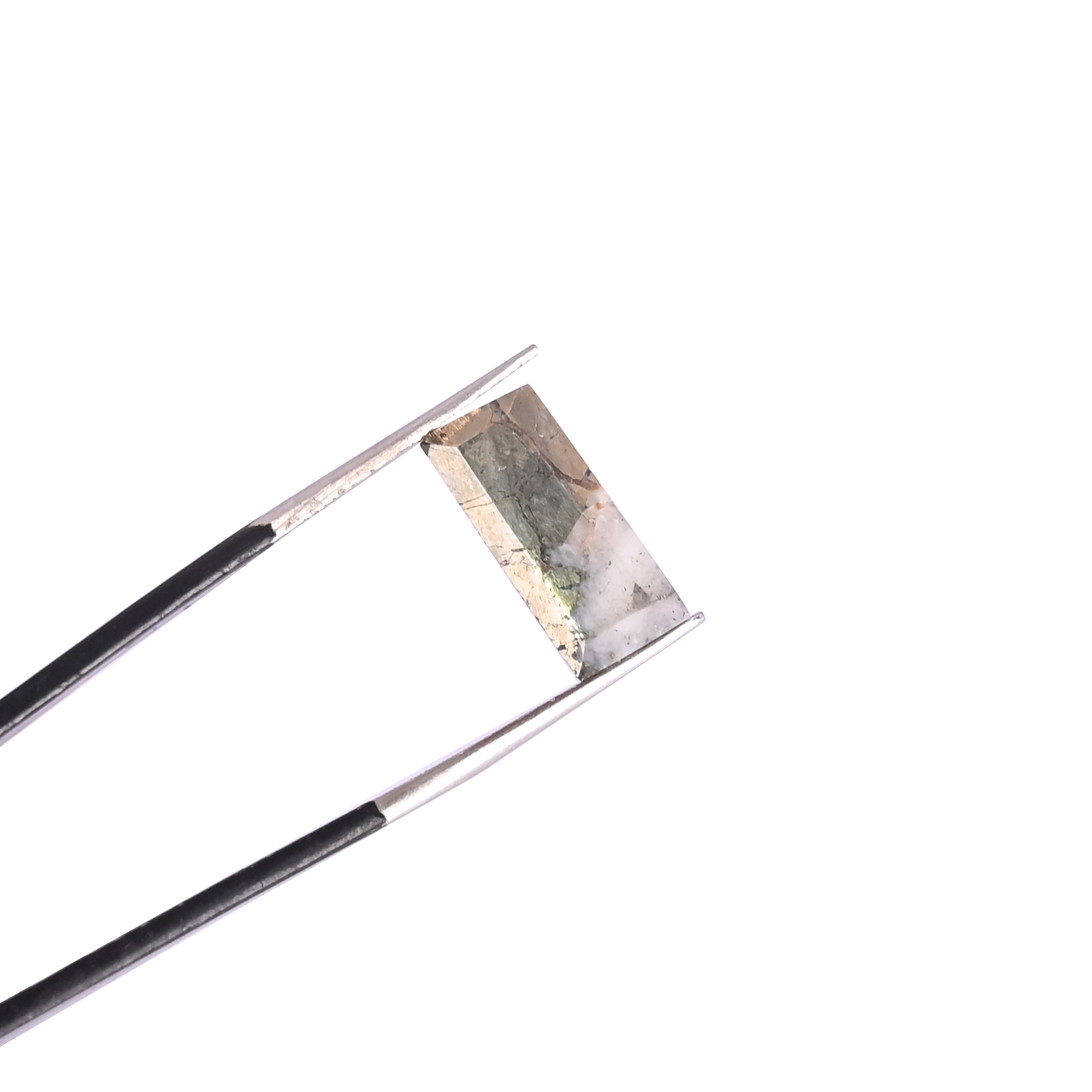 Natural Pyrite Loose Gemstone -43 Carat Rectangle 14x6 mm Flat-back Cabochon for Jewelry Making 1 Pcs