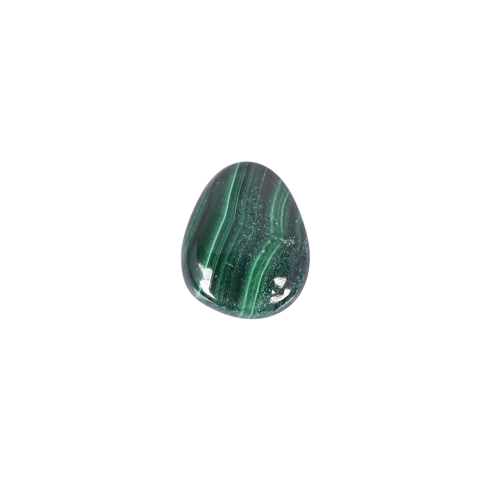 Natural Malachite Loose Gemstone -69 Carat Pear 15x12 mm Flat-back Cabochon for Jewelry Making 1 Pcs