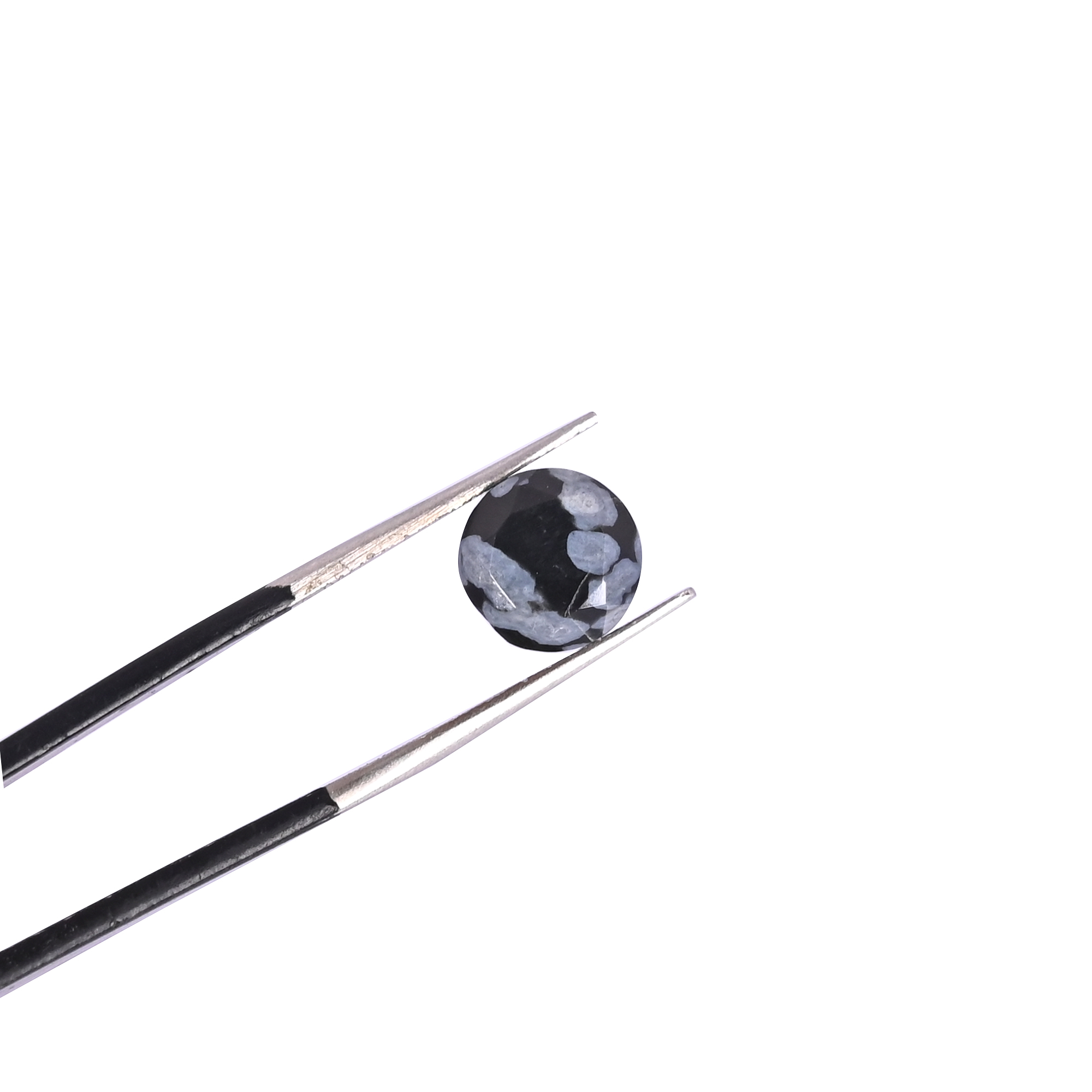 Natural Black obsidian Loose Gemstone -17 Carat Round 8x8 mm Flat-back Cabochon for Jewelry Making 1 Pcs