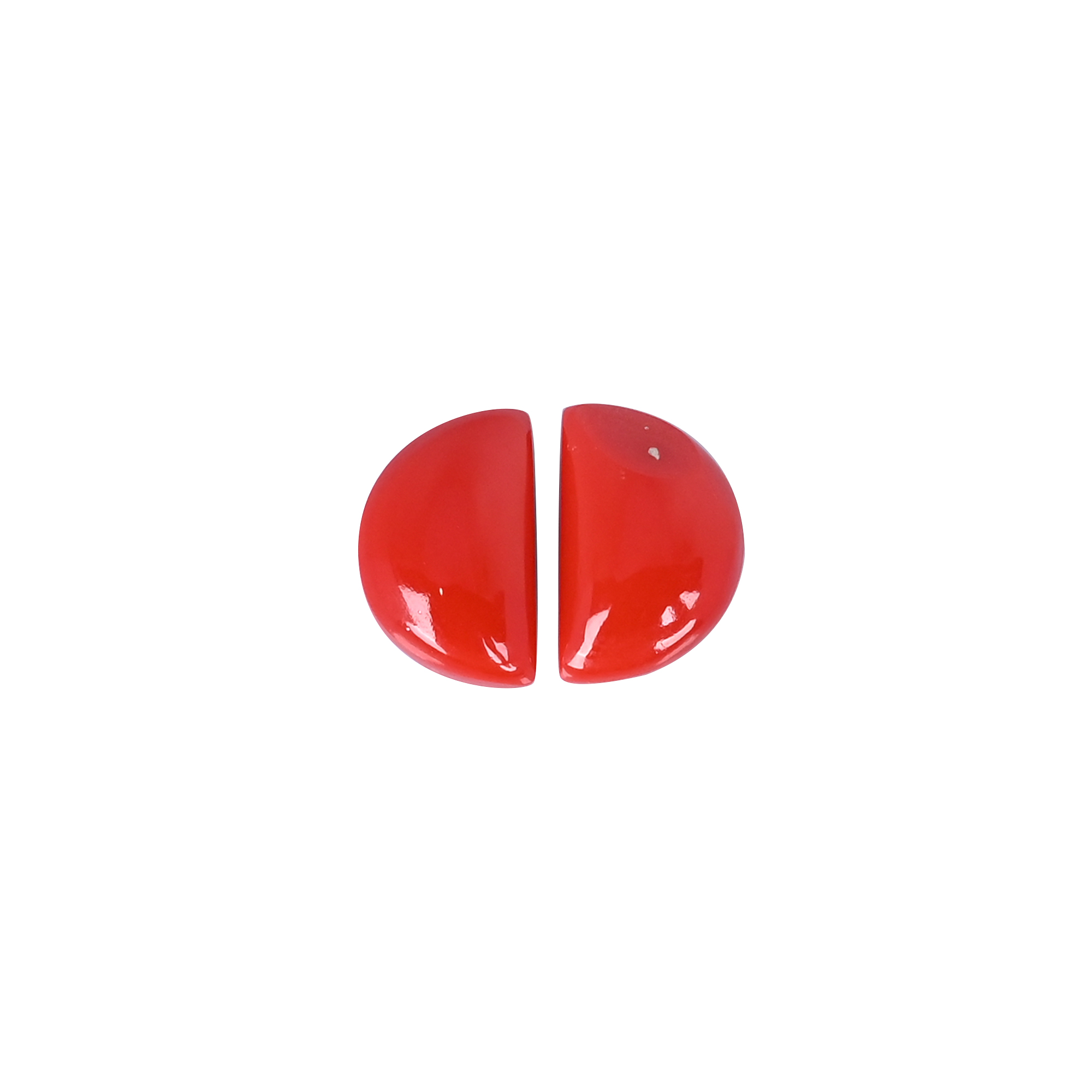 Synthetic Red Coral Loose Gemstone 55 Carat Half Moon 15x10 mm Flat-back Cabochon for Jewelry Making  1 Pcs