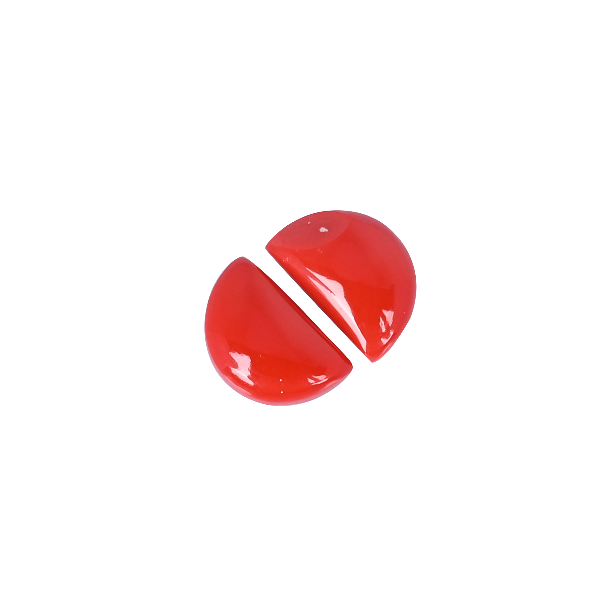 Synthetic Red Coral Loose Gemstone 55 Carat Half Moon 15x10 mm Flat-back Cabochon for Jewelry Making  1 Pcs
