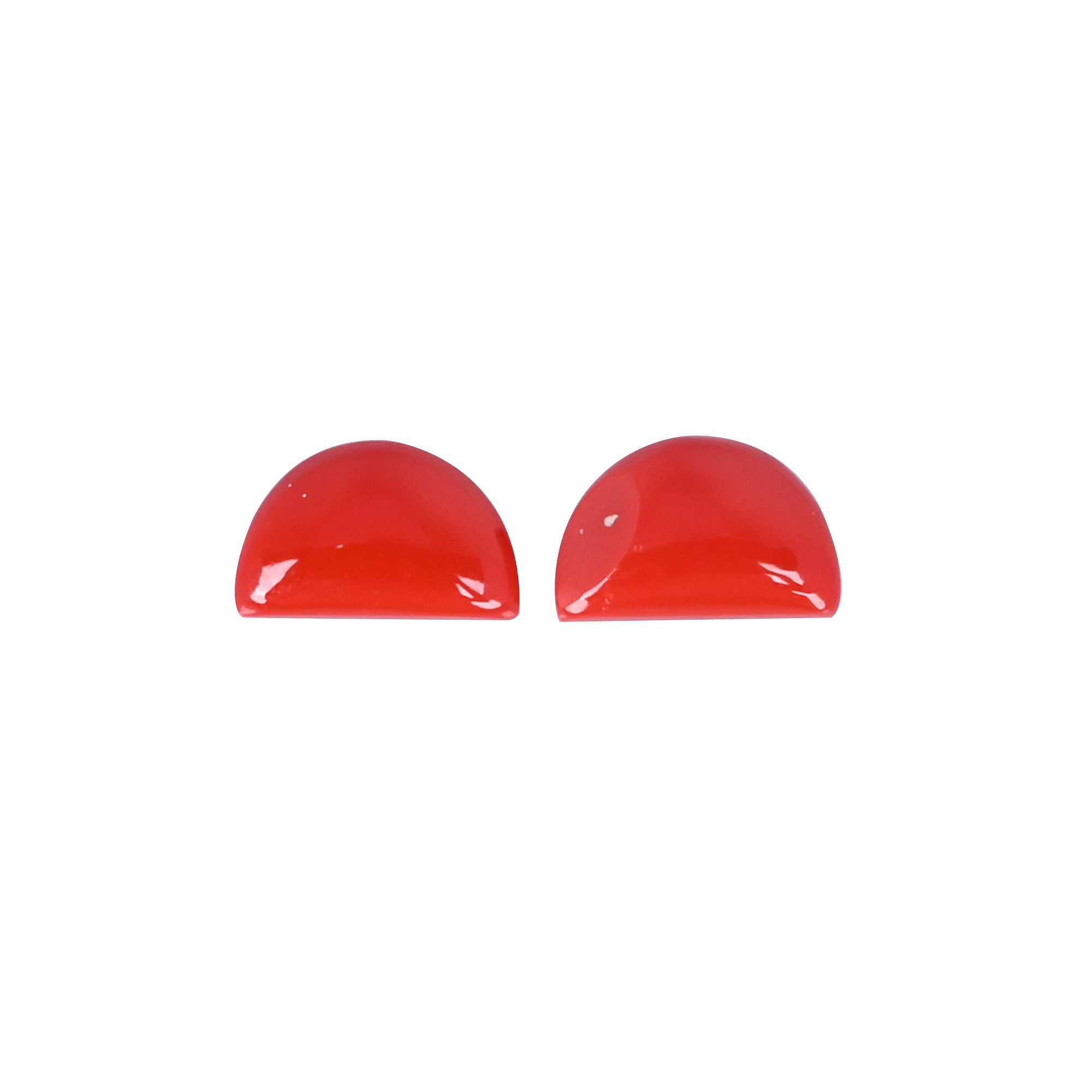 Synthetic Red Coral Loose Gemstone 55 Carat Half Moon 15x10 mm Flat-back Cabochon for Jewelry Making 1 Pcs