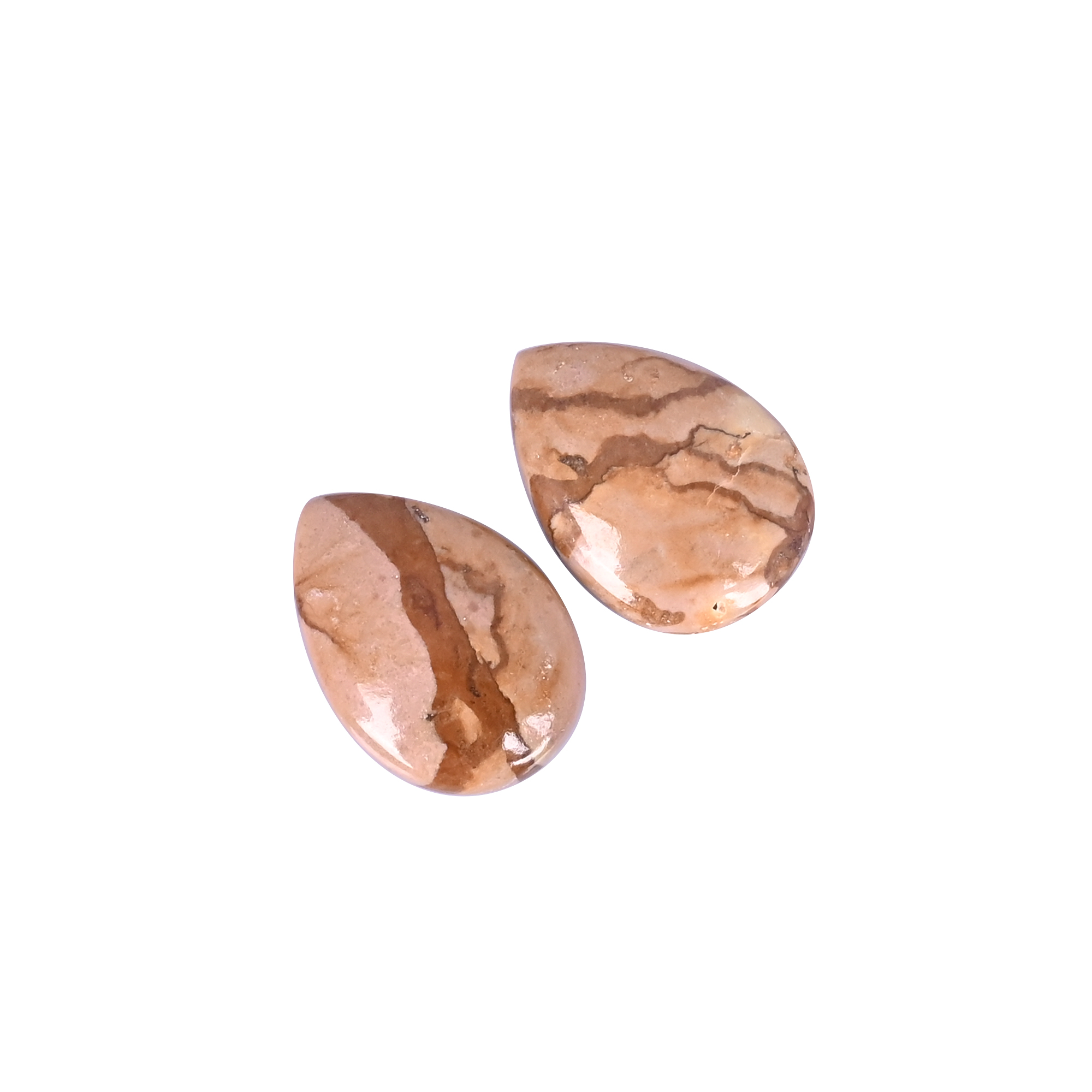 Natural Picture Jasper Loose Gemstone -174 Carat Pear 25x18 mm Flat-back Cabochon for Jewelry Making 1 Pcs