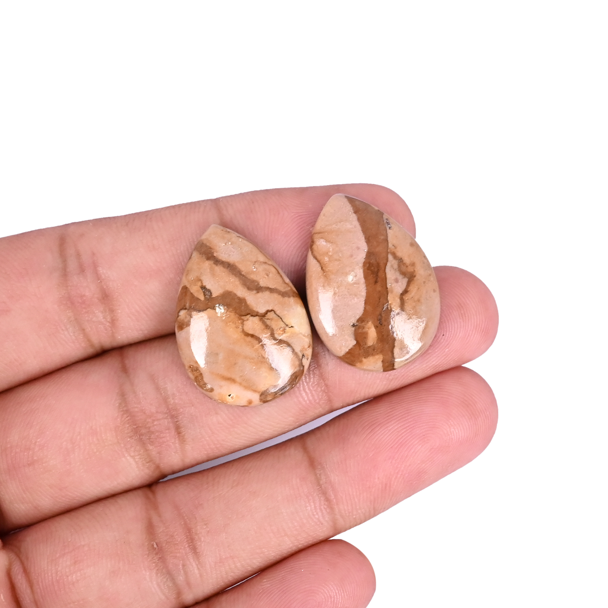 Natural Picture Jasper Loose Gemstone -174 Carat Pear 25x18 mm Flat-back Cabochon for Jewelry Making 1 Pcs