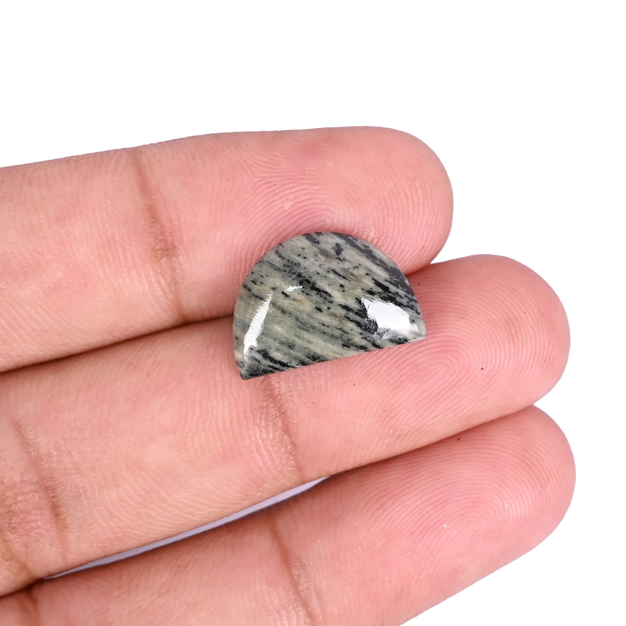 Natural Moftail jasper Loose Gemstone -67 Carat Half Moon 16x11 mm Flat-back Cabochon for Jewelry Making 1 Pcs