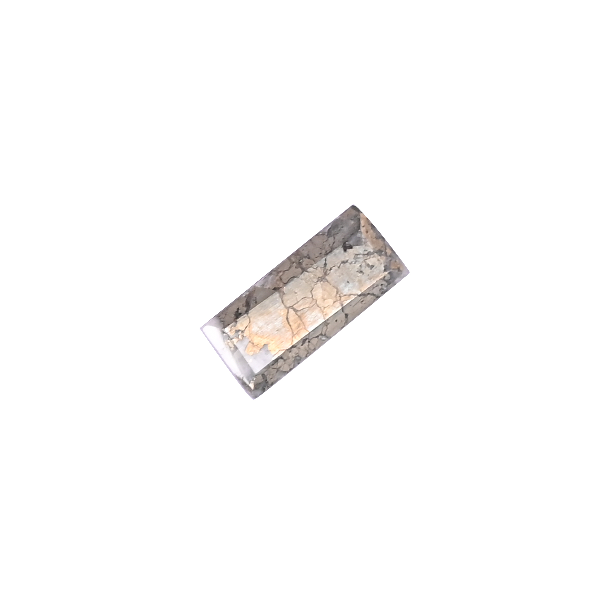Natural Pyrite Loose Gemstone -48 Carat Rectangle 14x6 mm Flat-back Cabochon for Jewelry Making  1 Pcs
