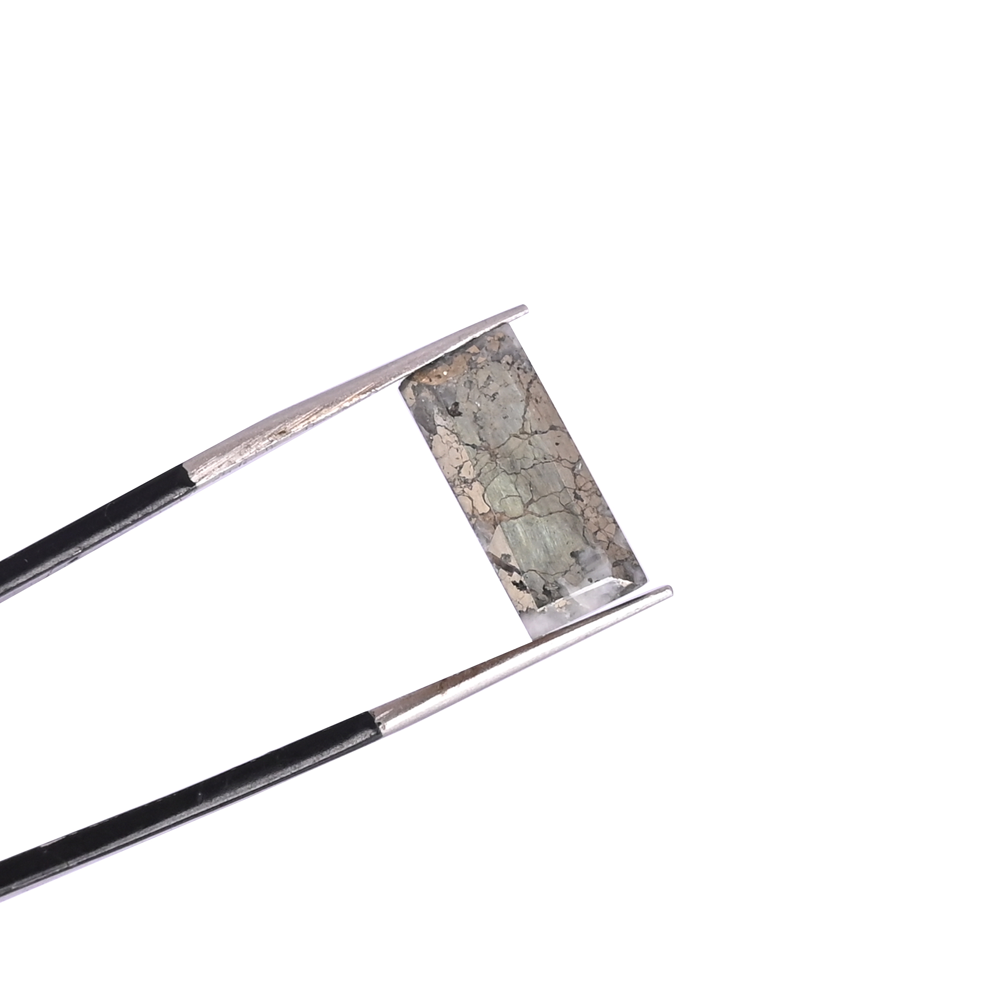 Natural Pyrite Loose Gemstone -48 Carat Rectangle 14x6 mm Flat-back Cabochon for Jewelry Making  1 Pcs