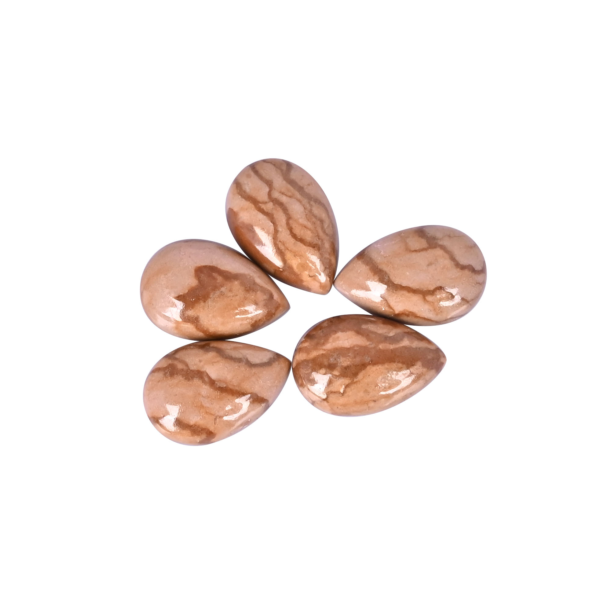 Natural Picture jasper Loose Gemstone -53 Carat Pear 15x10 mm Flat-back Cabochon for Jewelry Making   1 Pcs