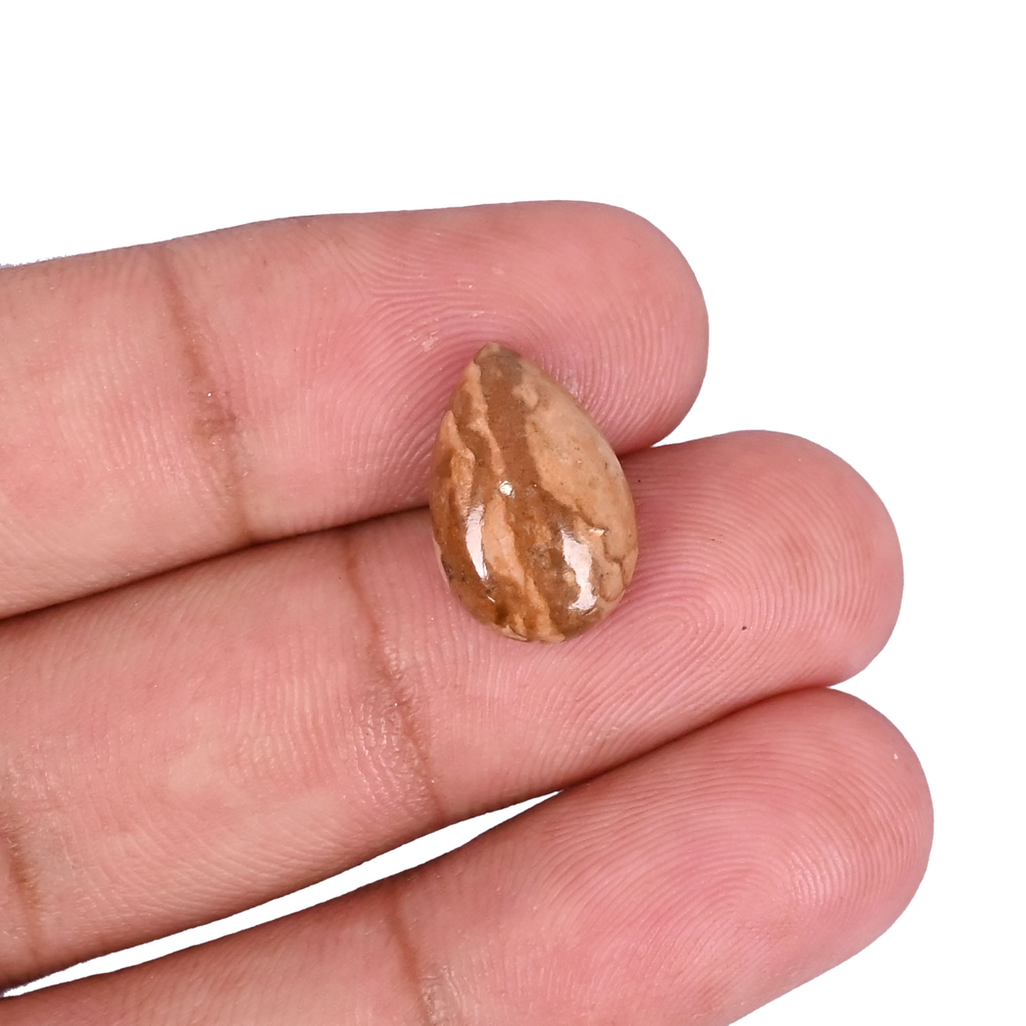 Natural Picture jasper Loose Gemstone -53 Carat Pear 15x10 mm Flat-back Cabochon for Jewelry Making   1 Pcs