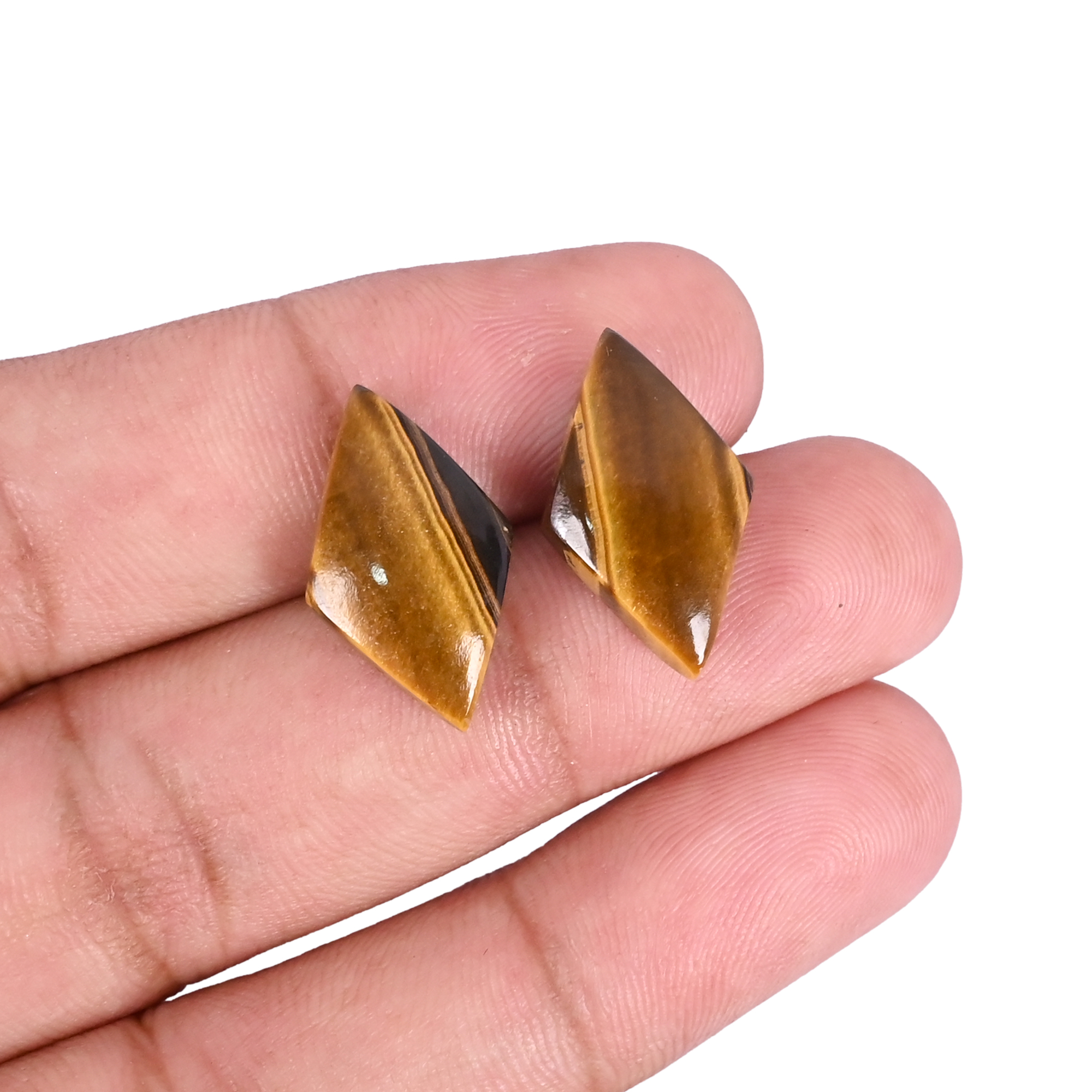 Tiger Eye Loose Gemstone 76 Carat Kite 20x12  mm Flat-back Cabochon for Jewelry Making  1 Pcs