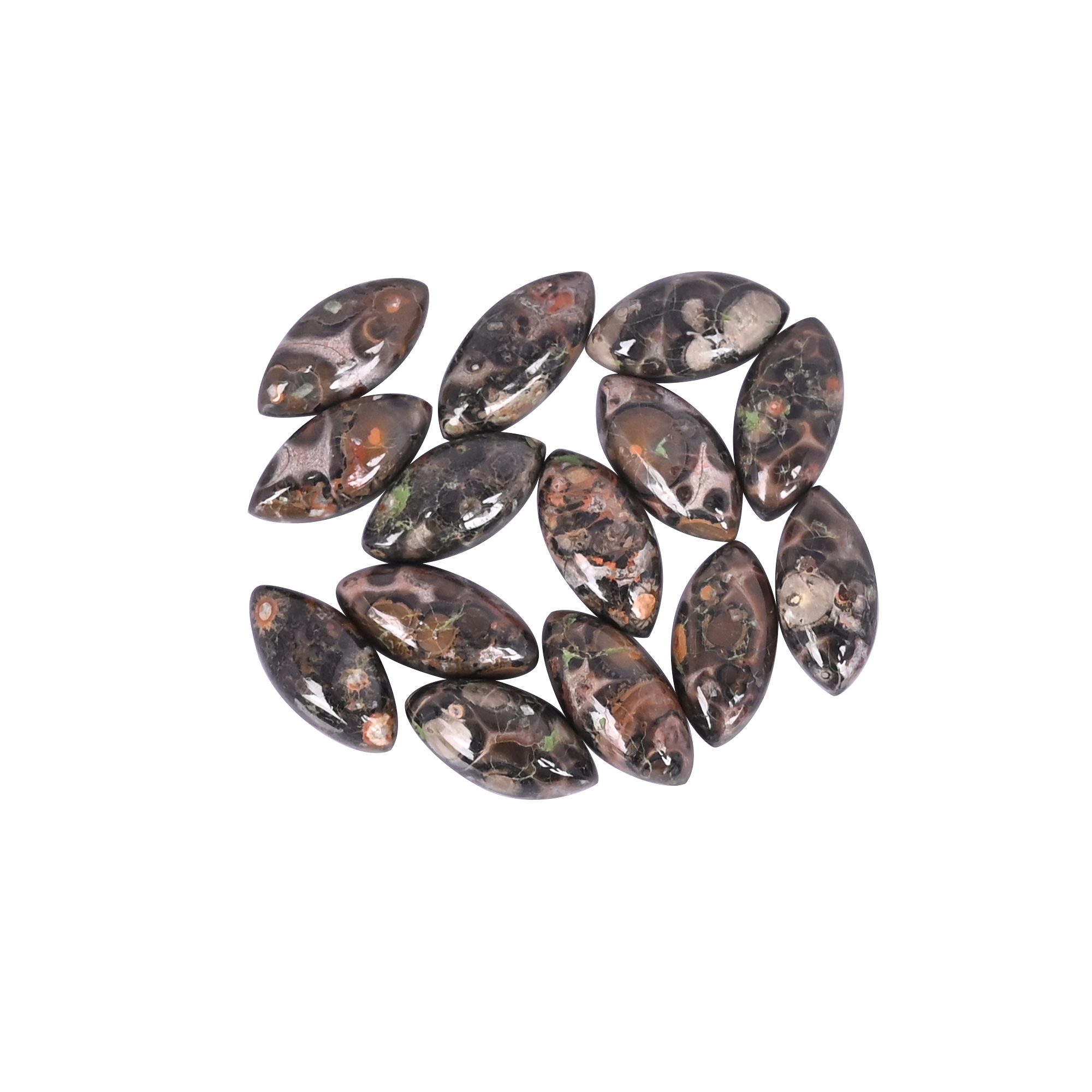 Leopard skin jasper Loose Gemstone -46 Carat marquise 17x8 mm Flat-back Cabochon for Jewelry Making  1 Pcs