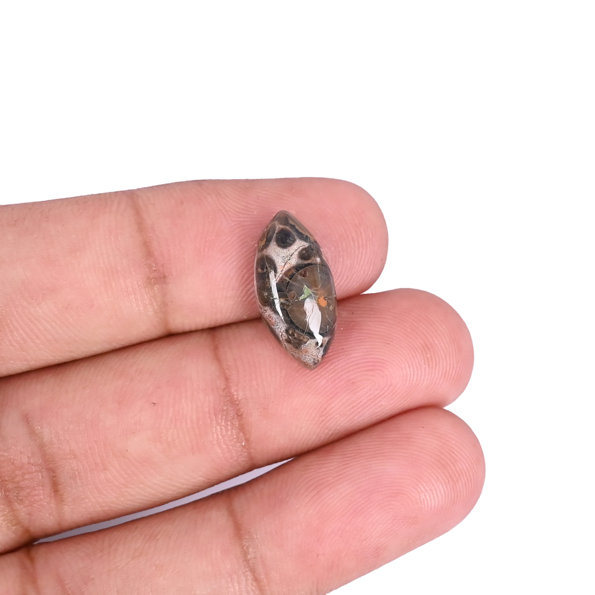 Leopard skin jasper Loose Gemstone -46 Carat marquise 17x8 mm Flat-back Cabochon for Jewelry Making 1 Pcs