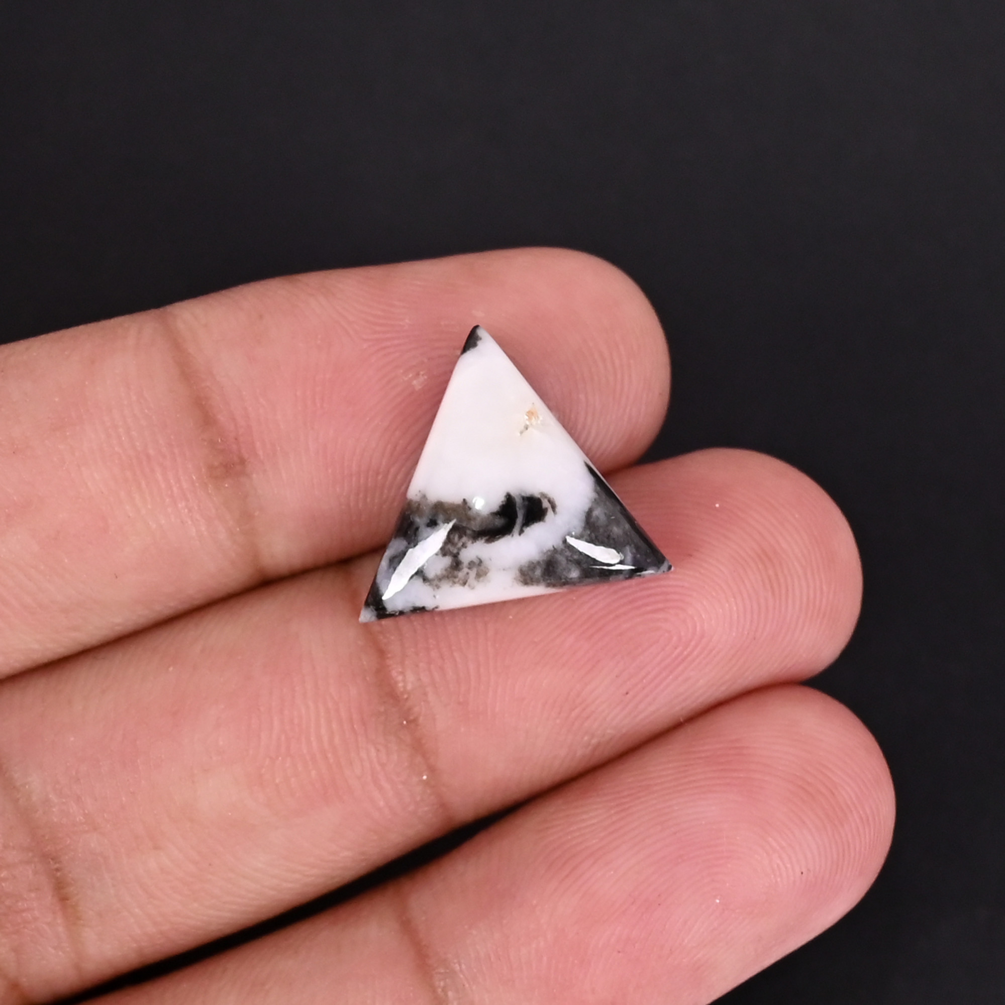 Natural Zebra Jasper Loose Gemstone -85 Carat Triangle 15x17 mm Flat-back Cabochon for Jewelry Making