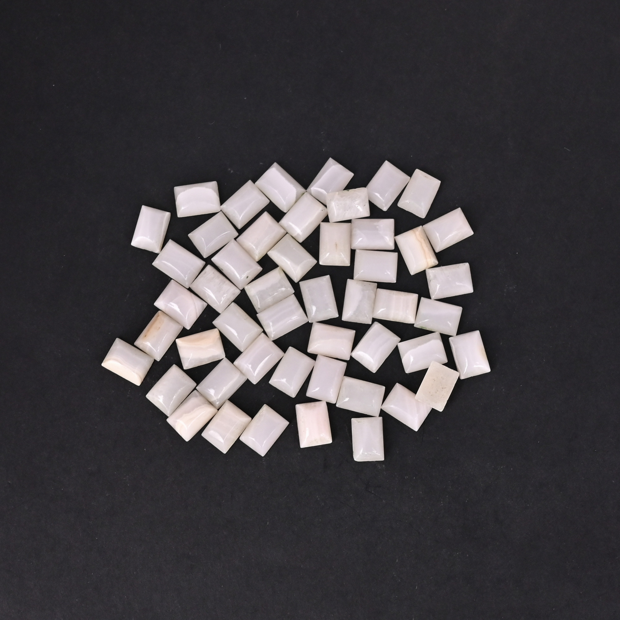 Natural Pink Lace Agate Loose Gemstone -09 Carat Each Rectangular 9x5 mm Flat-back Cabochon for Jewelry Making  Batch Of 10 Pcs