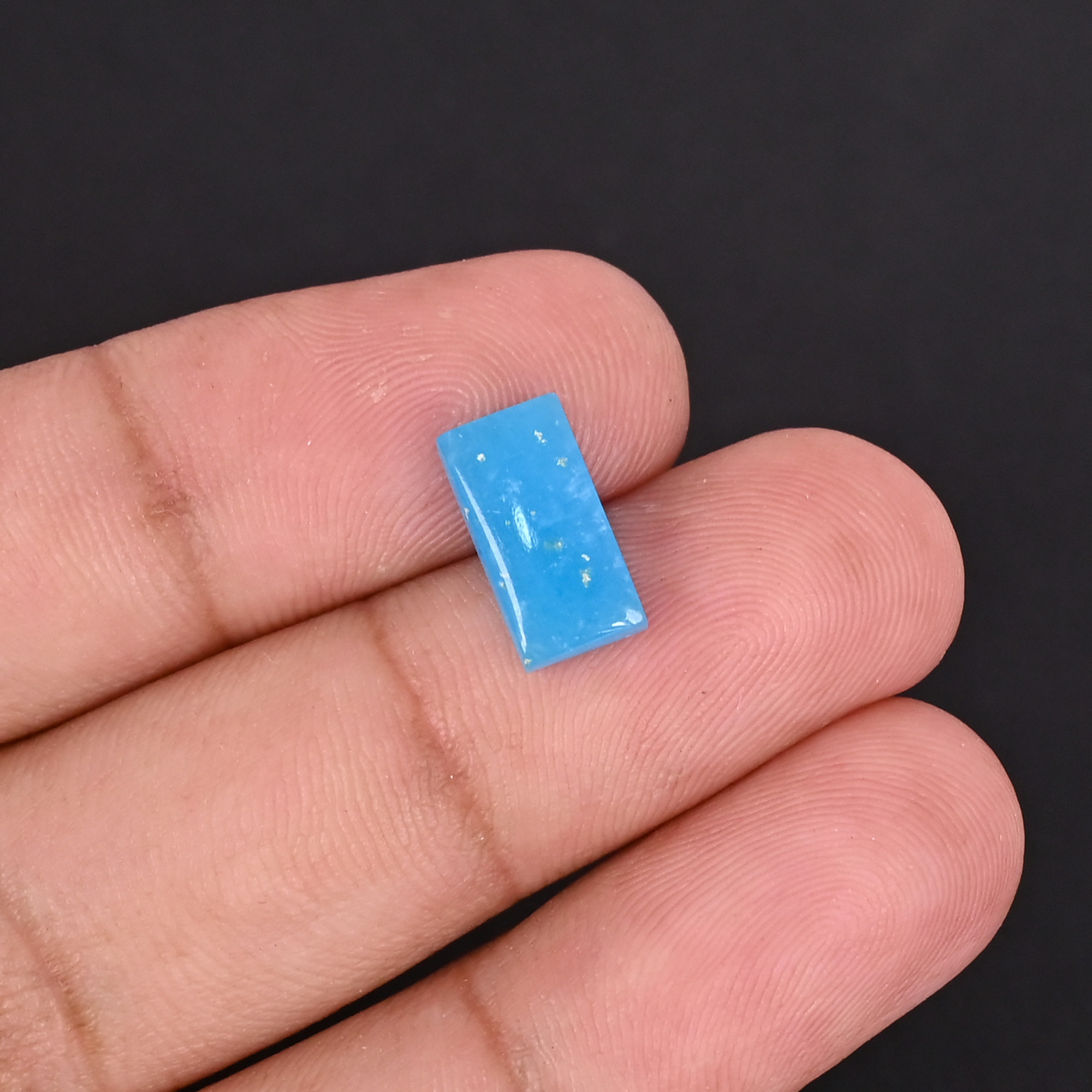 Natural Blue Opal Loose Gemstone -24 Carat Rectangle 11x6 mm Flat-back Cabochon for Jewelry Making 1 Pcs