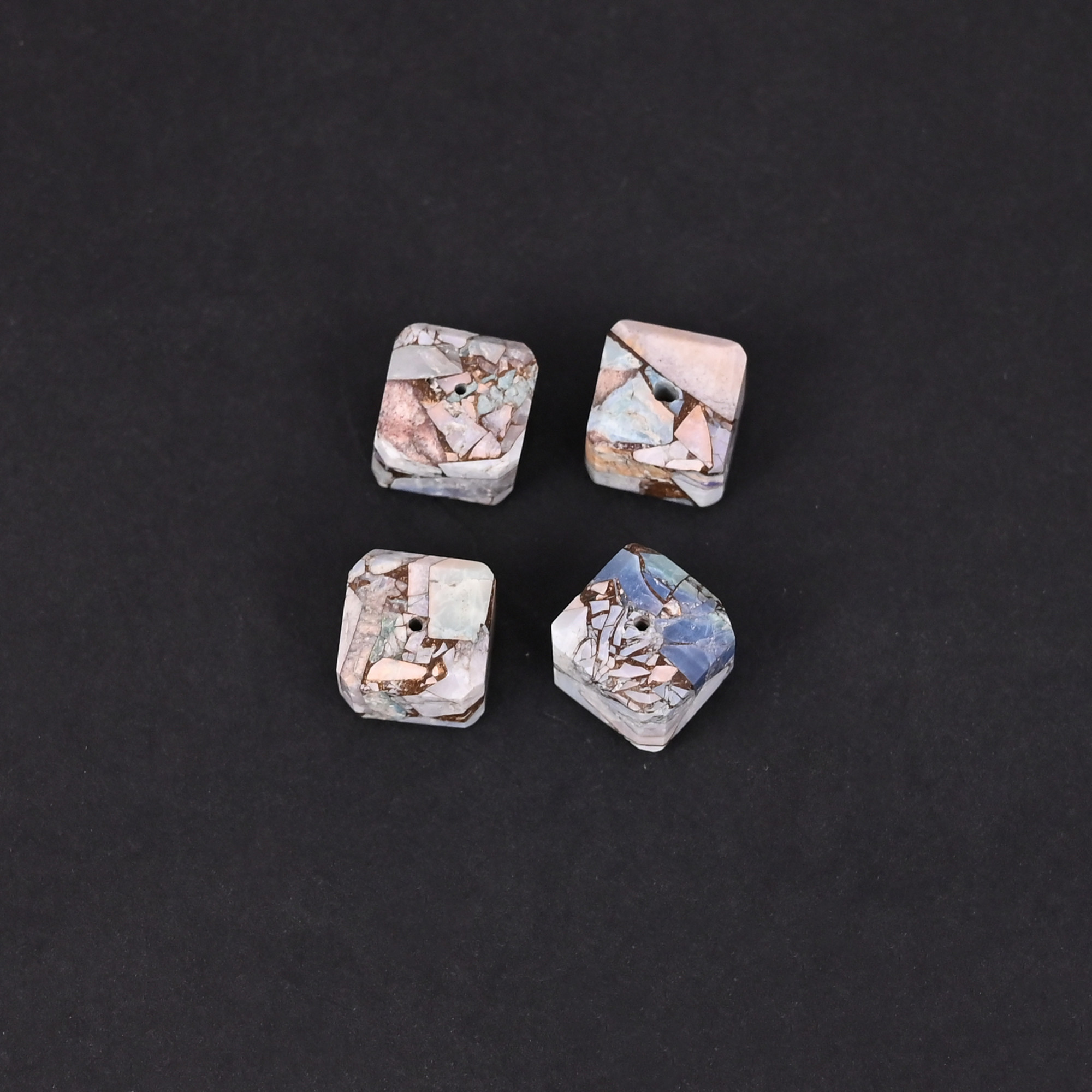 Natural Blue Opal Copper Mohave Loose Gemstone -49 Carat Cube 8x8 mm Smooth Polished Stone for Jewelry Making   1 Pcs