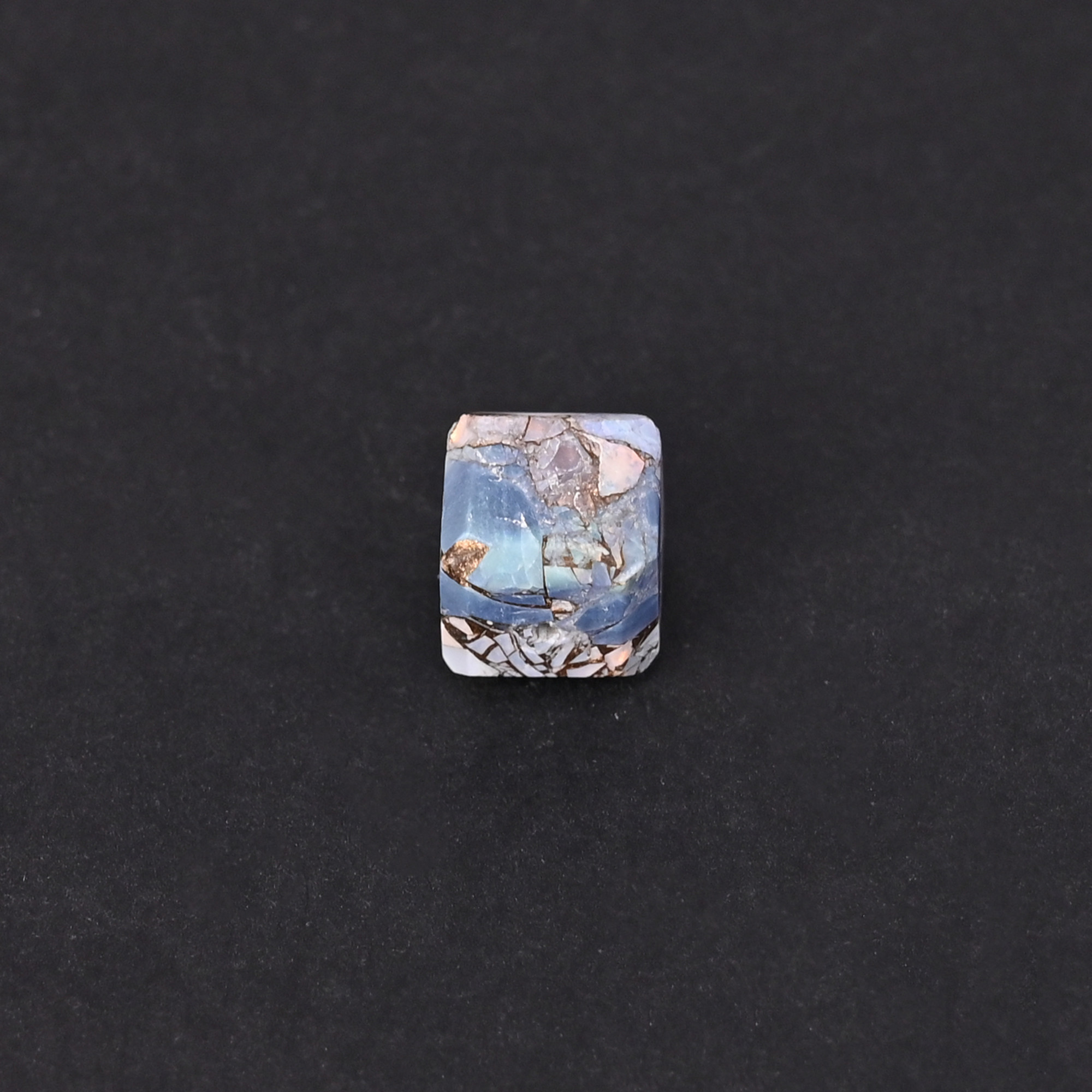 Natural Blue Opal Copper Mohave Loose Gemstone -49 Carat Cube 8x8 mm Smooth Polished Stone for Jewelry Making   1 Pcs