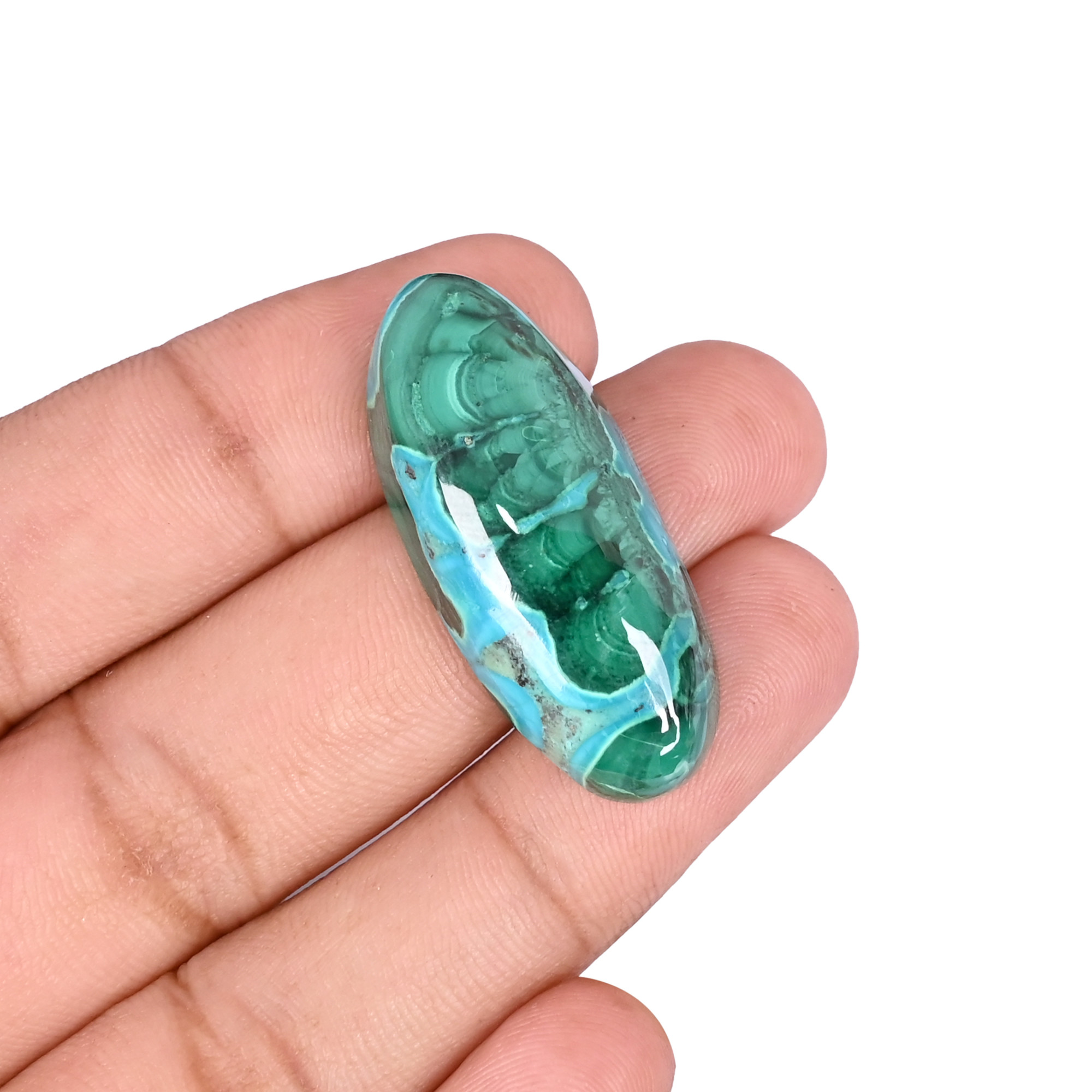 Natural Chrysocolla malachite Loose Gemstone -557  Carat Oval 56x15 mm Flat-back Cabochon for Jewelry Making   1 Pcs