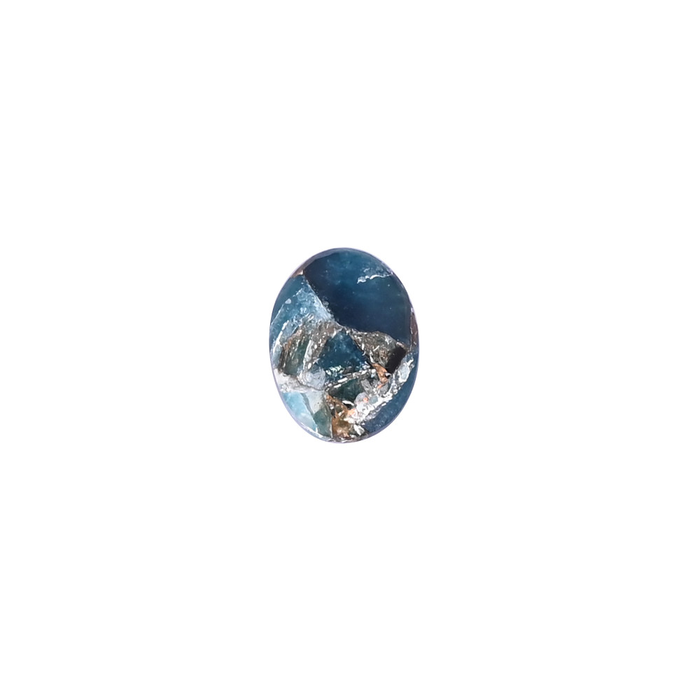 Image of Natural Neon Apatite Copper Loose Gemstone 3.8 Carat Oval 13x10 mm Flat-back Cabochon for Jewelry Making | 1 Pcs
