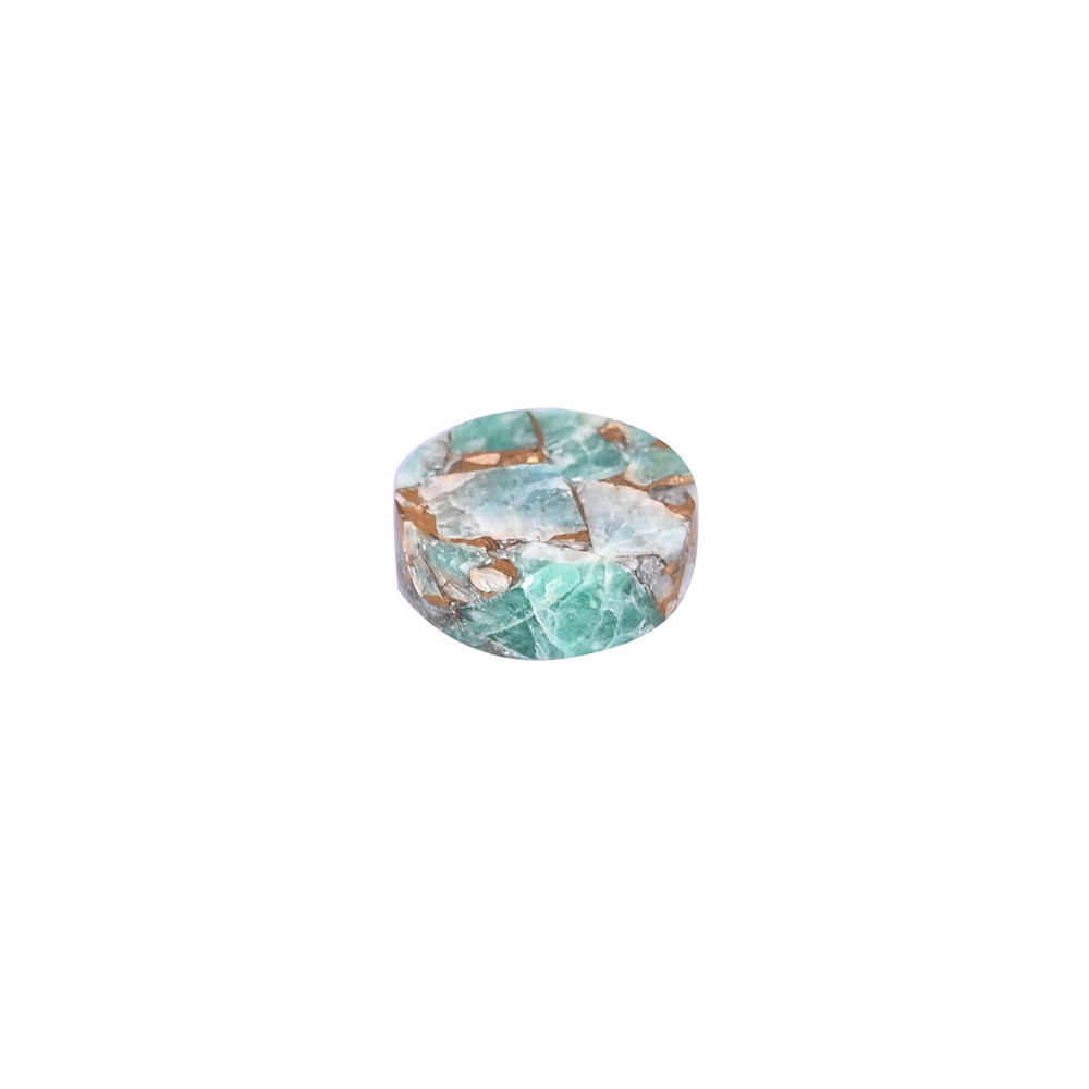 Image of Natural Amazonite Copper Loose Gemstone 6.8 Carat Round 12x12 mm Flat-back Cabochon for Jewelry Making | 1 Pcs