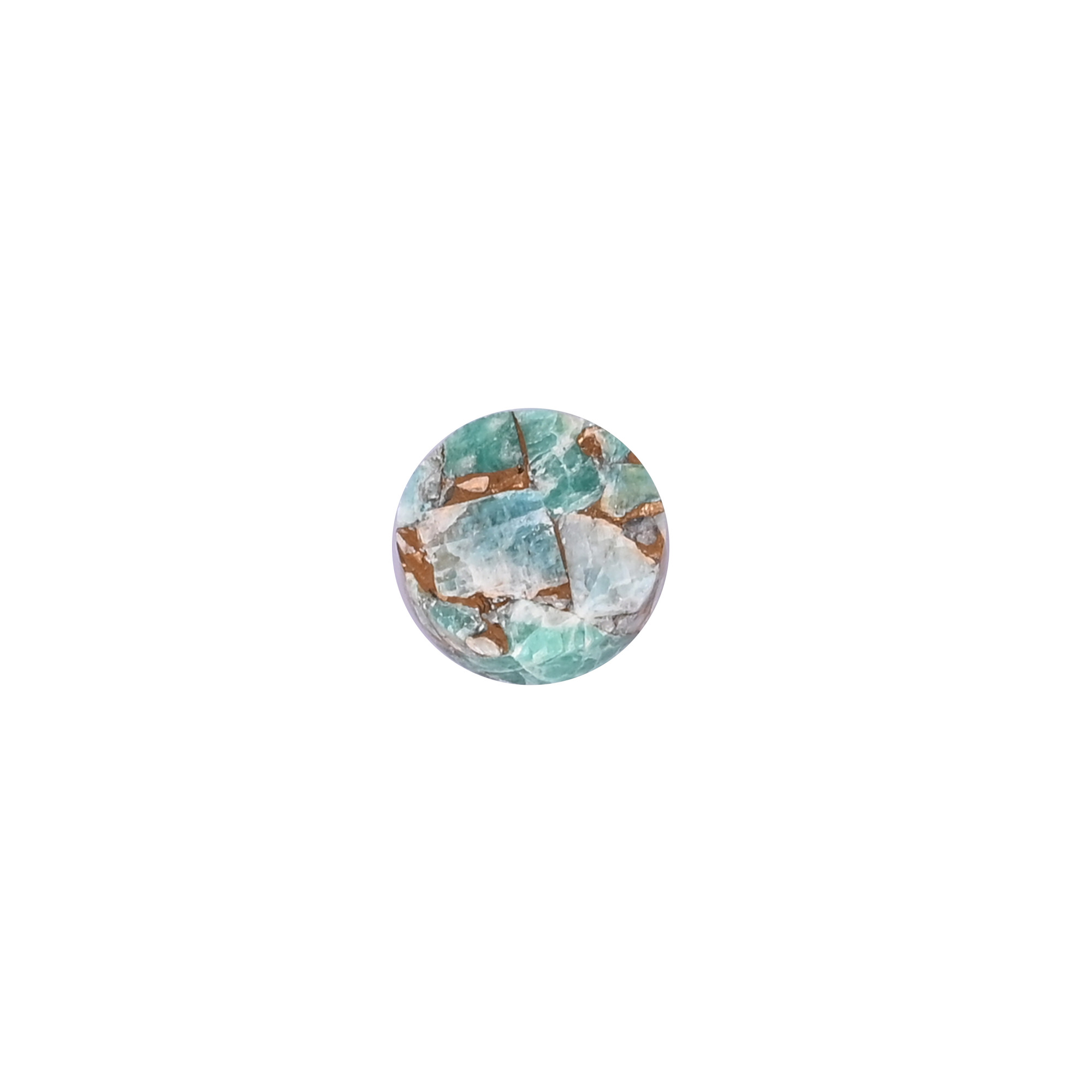 Natural Amazonite Copper Loose Gemstone 68 Carat Round 12x12 mm Flat-back Cabochon for Jewelry Making  1 Pcs