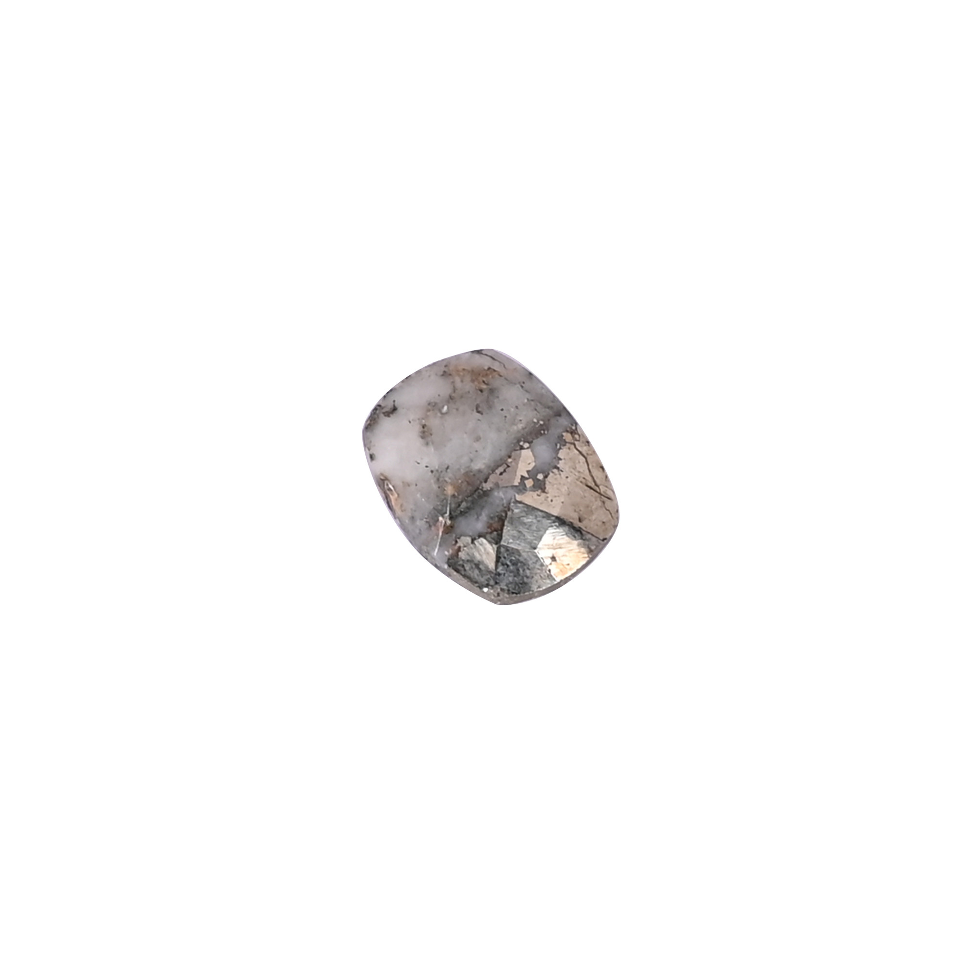 Natural Pyrite marcasite Loose Gemstone 36 Carat Rectangle 12x9 mm Flat-back Cabochon for Jewelry Making 1 Pcs