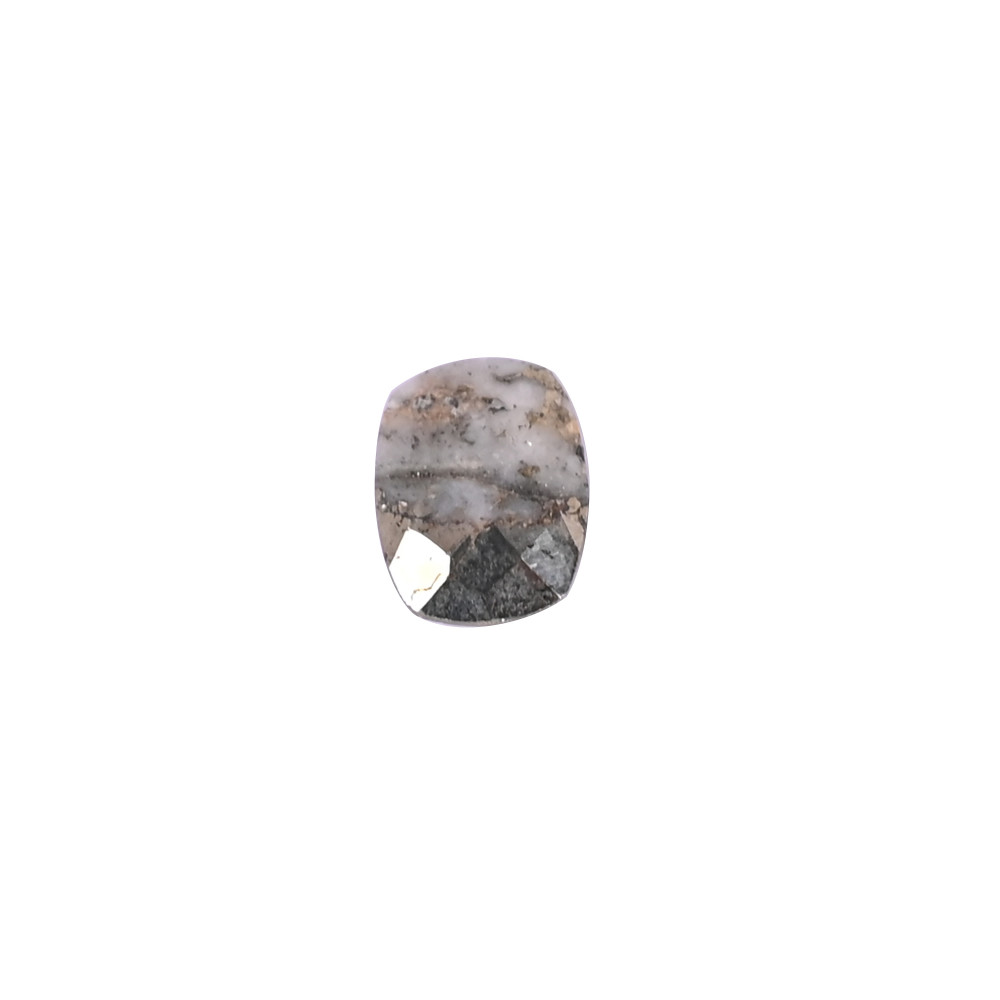 Image of Natural Pyrite marcasite Loose Gemstone 3.6 Carat Rectangle 12x9 mm Flat-back Cabochon for Jewelry Making | 1 Pcs