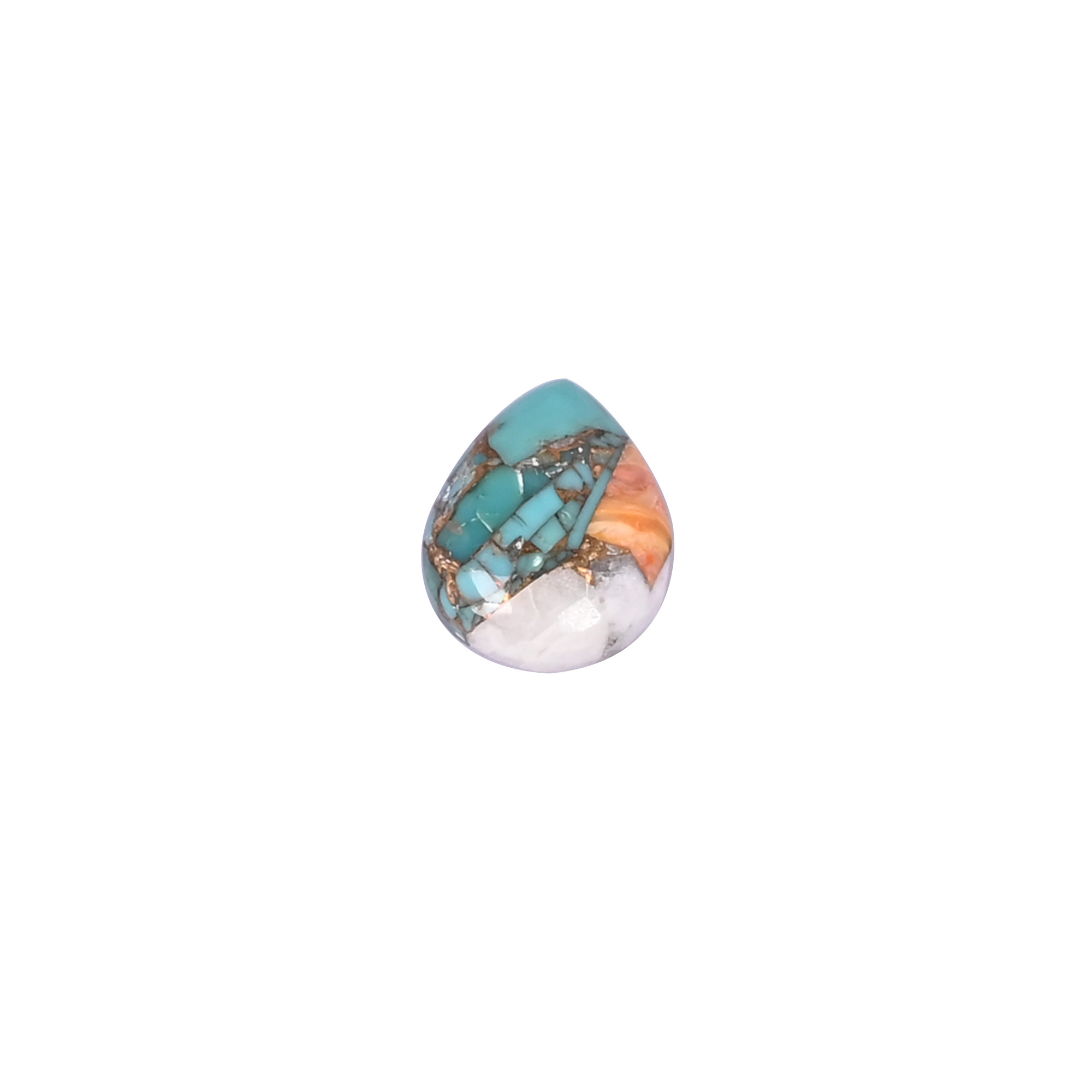 Natural Turquoise Loose Gemstone -34 Carat Pear 12x10 mm Flat-back Cabochon for Jewelry Making   1 Pcs
