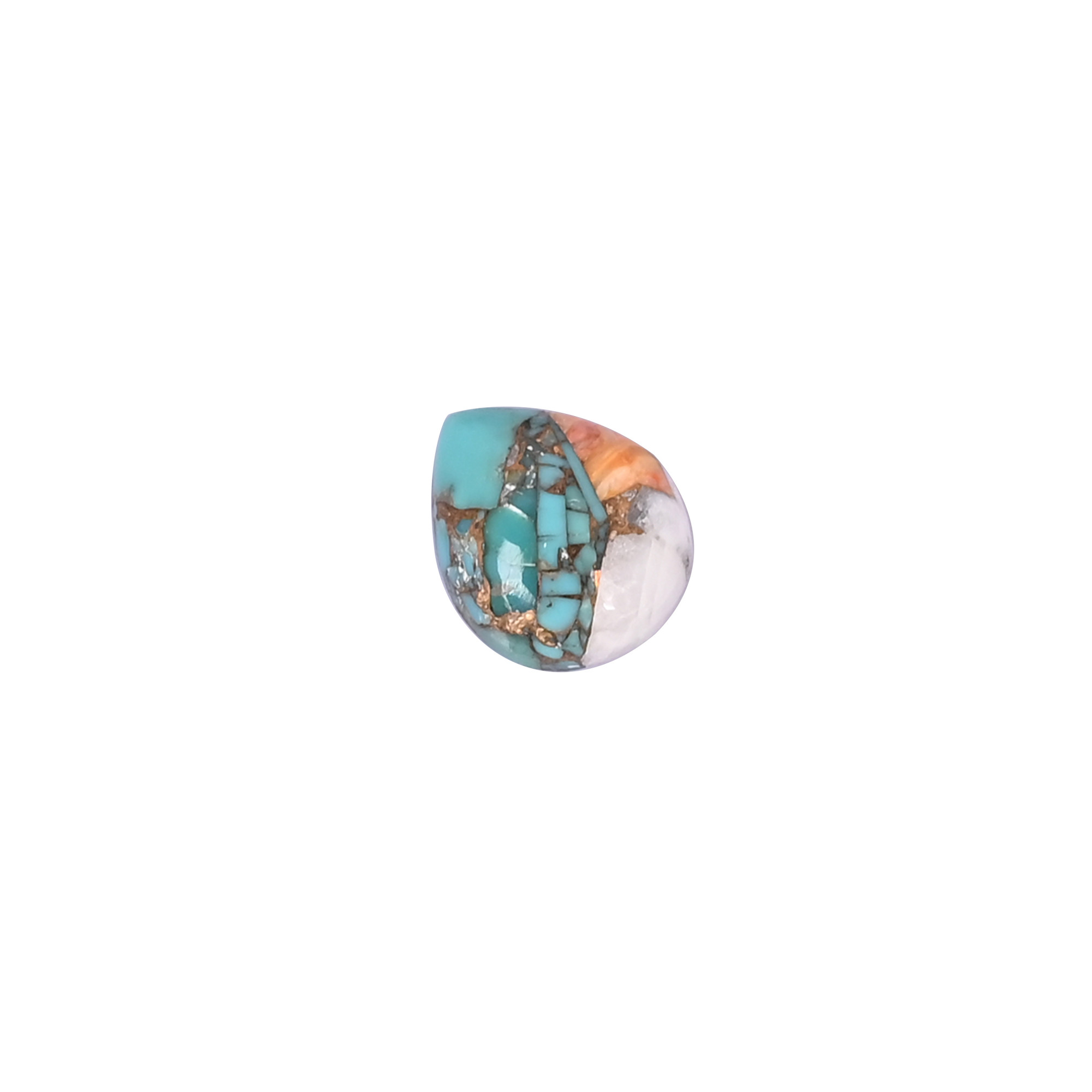 Natural Turquoise Loose Gemstone -34 Carat Pear 12x10 mm Flat-back Cabochon for Jewelry Making   1 Pcs