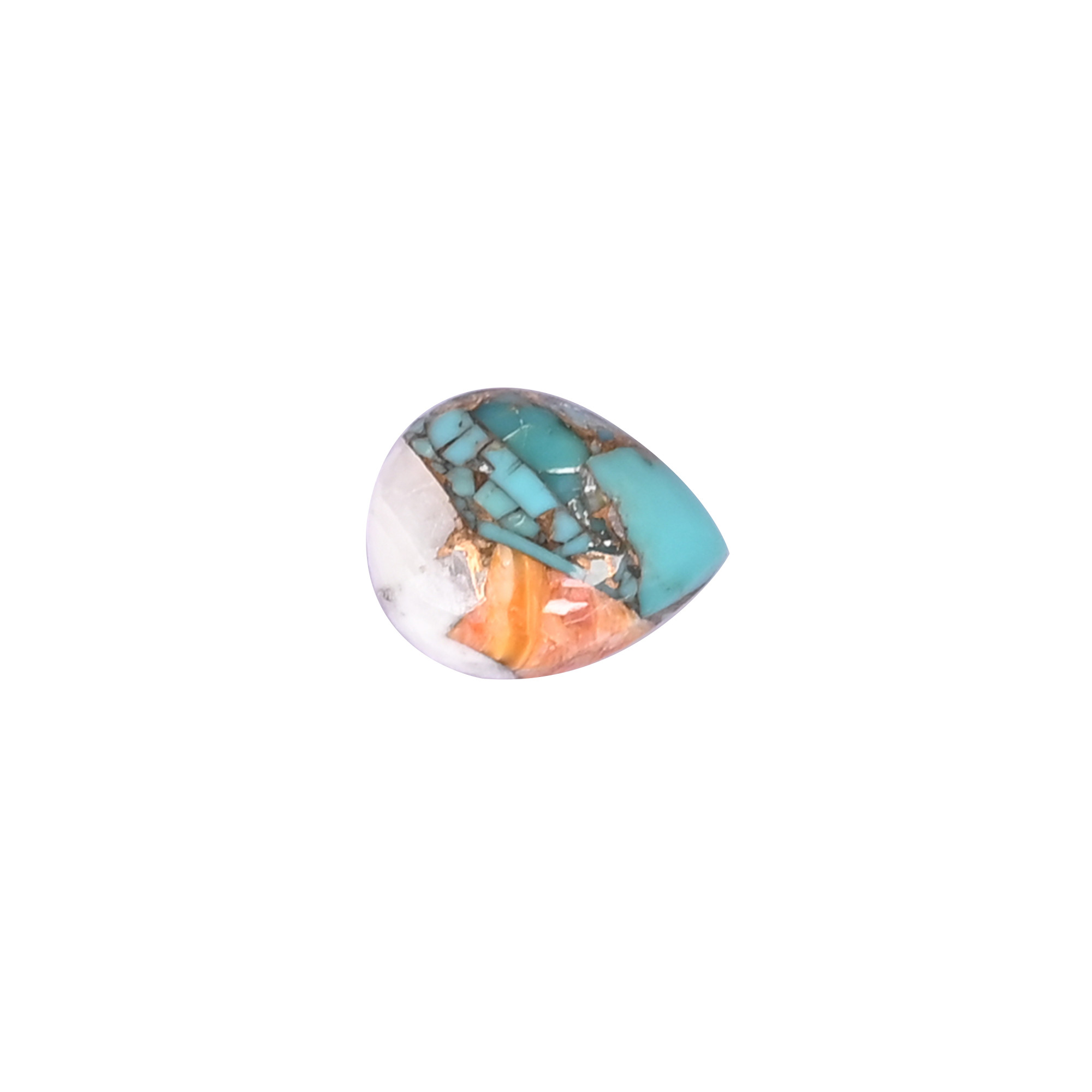 Natural Turquoise Loose Gemstone -34 Carat Pear 12x10 mm Flat-back Cabochon for Jewelry Making   1 Pcs