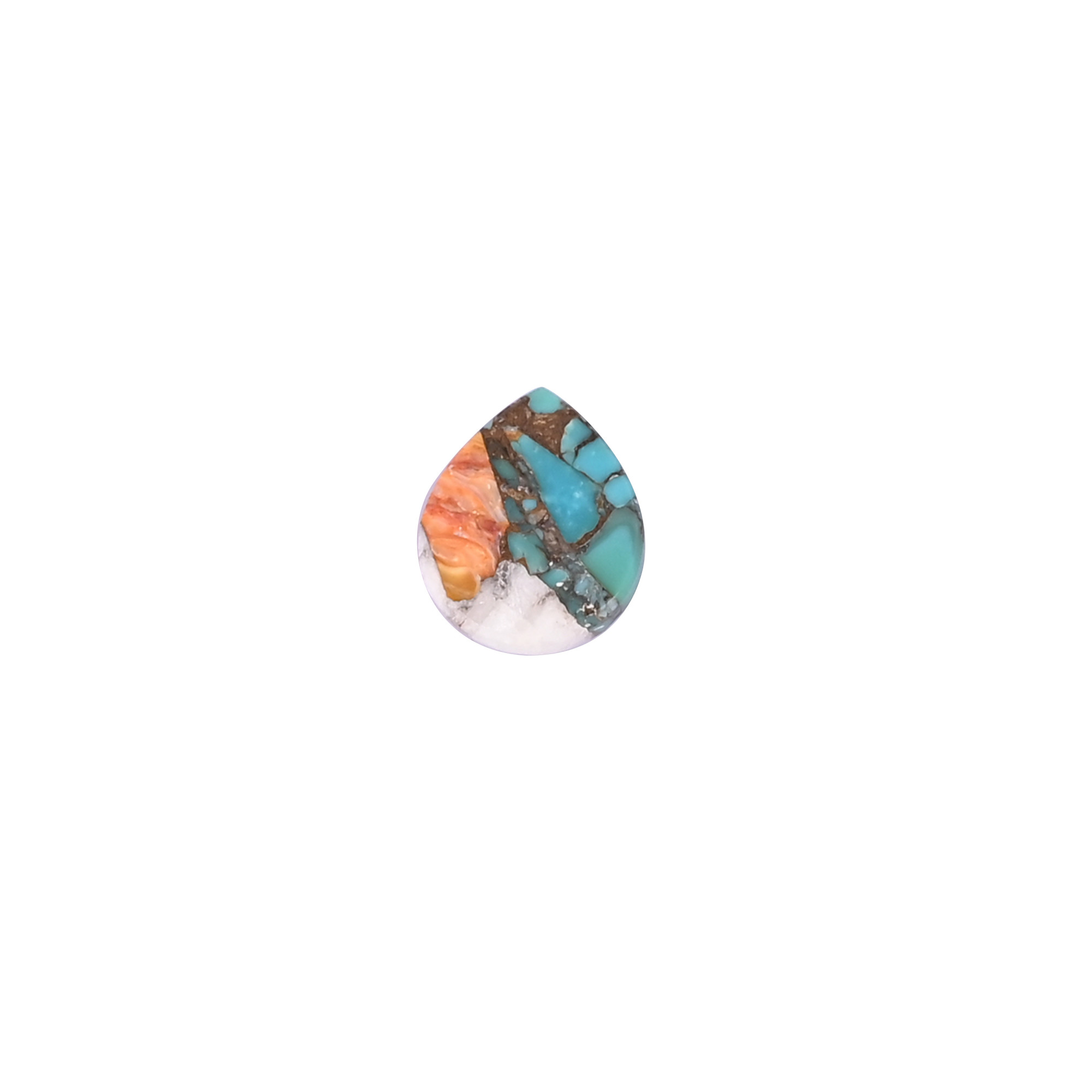 Natural Turquoise Loose Gemstone -34 Carat Pear 12x10 mm Flat-back Cabochon for Jewelry Making   1 Pcs