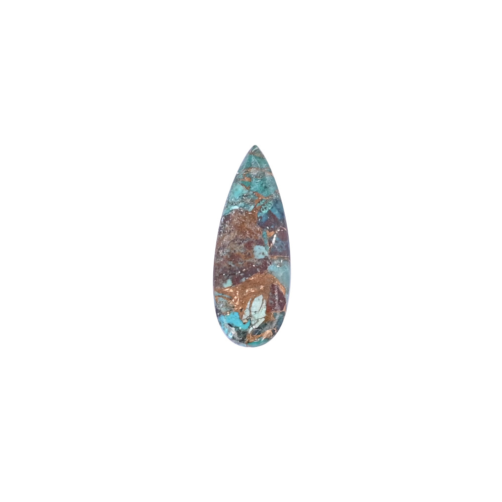 Image of Natural Chrysocolla Copper Loose Gemstone 4.2 Carat Pear 20x7 mm Flat-back Cabochon for Jewelry Making | 1 Pcs