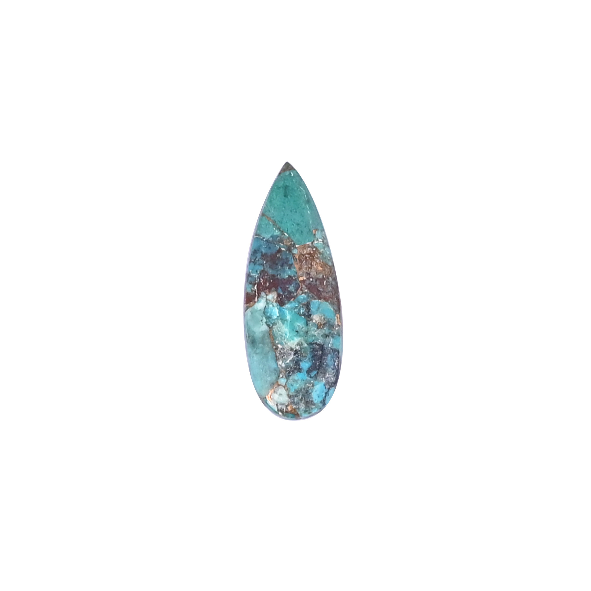 Natural Chrysocolla Copper Loose Gemstone 42 Carat Pear 20x7 mm Flat-back Cabochon for Jewelry Making  1 Pcs