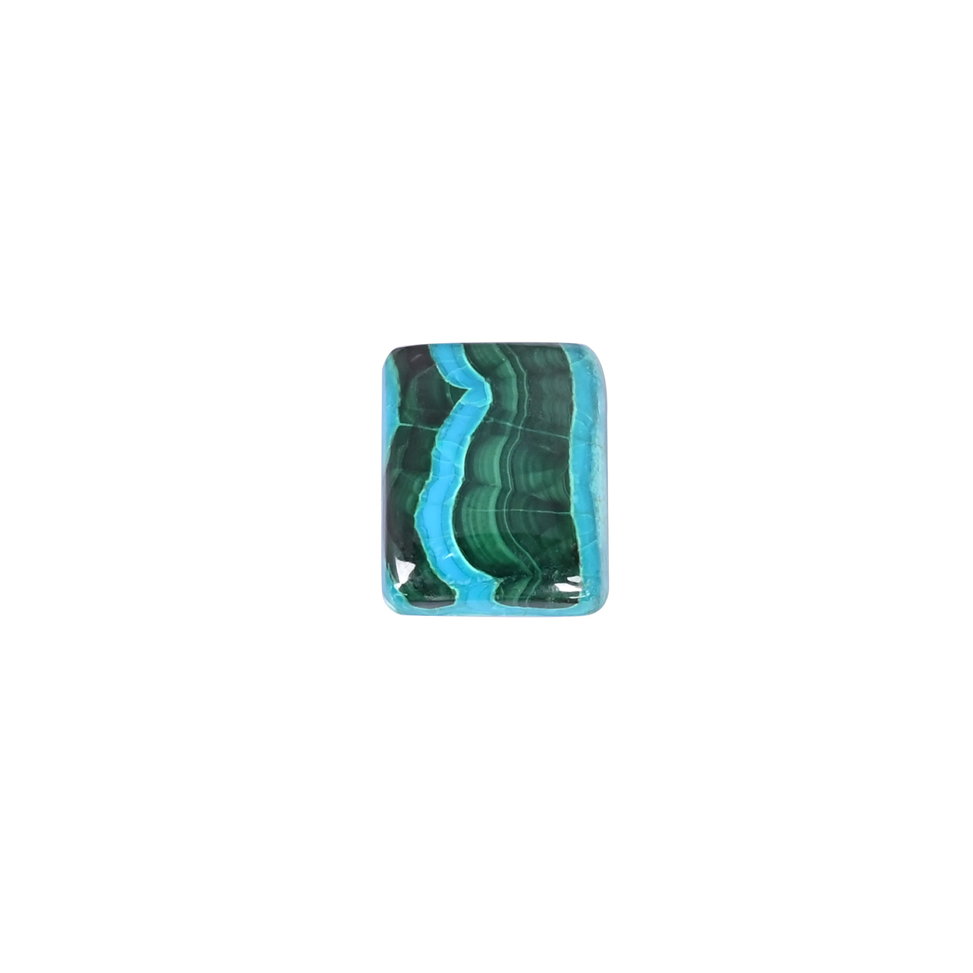 Natural Chrysocolla malachite Loose Gemstone -94 Carat Rectangle 15x12 mm Flat-back Cabochon for Jewelry Making   1 Pcs